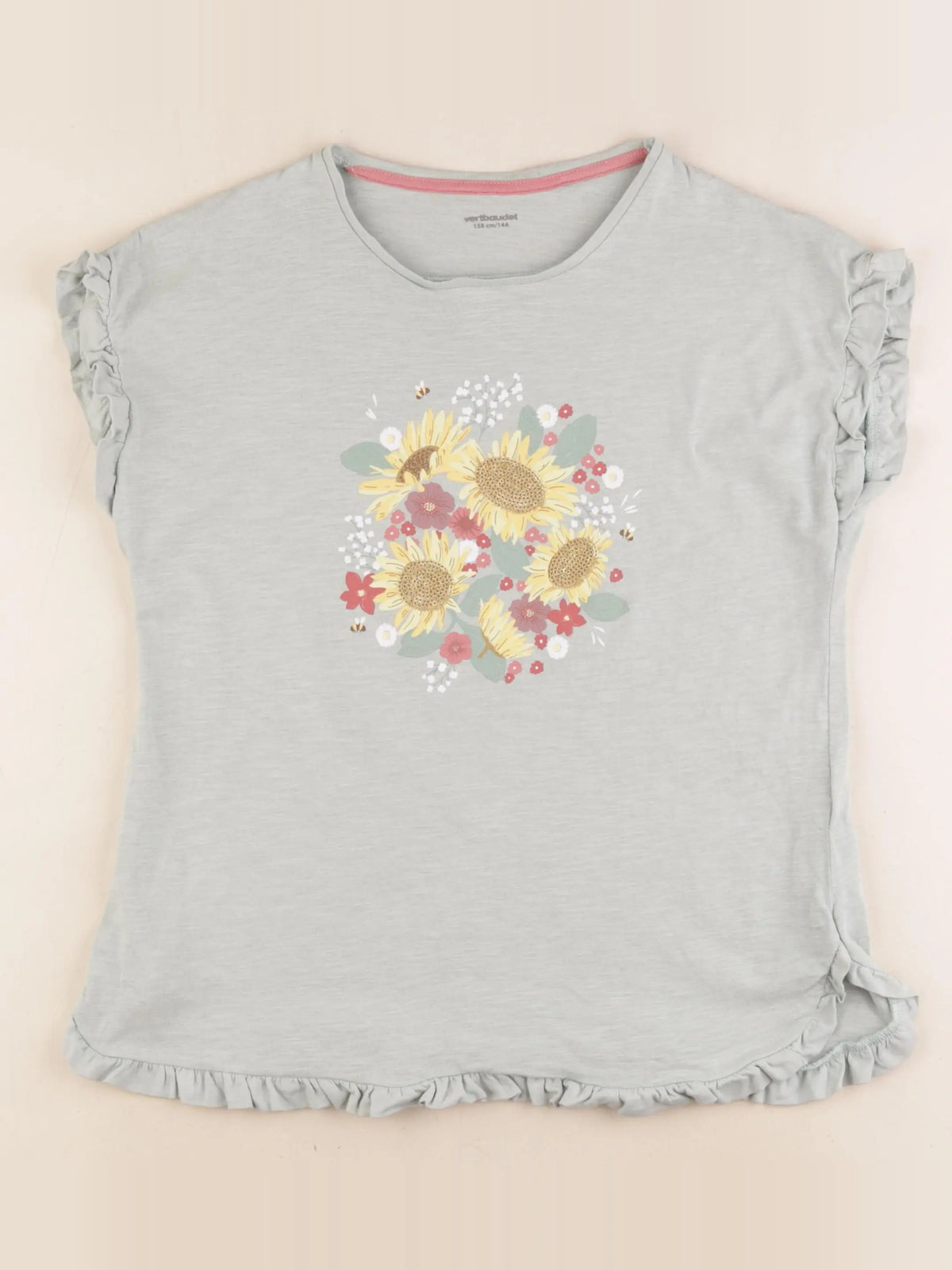 Vertbaudet - tee-shirt vert, or - 14 ans
