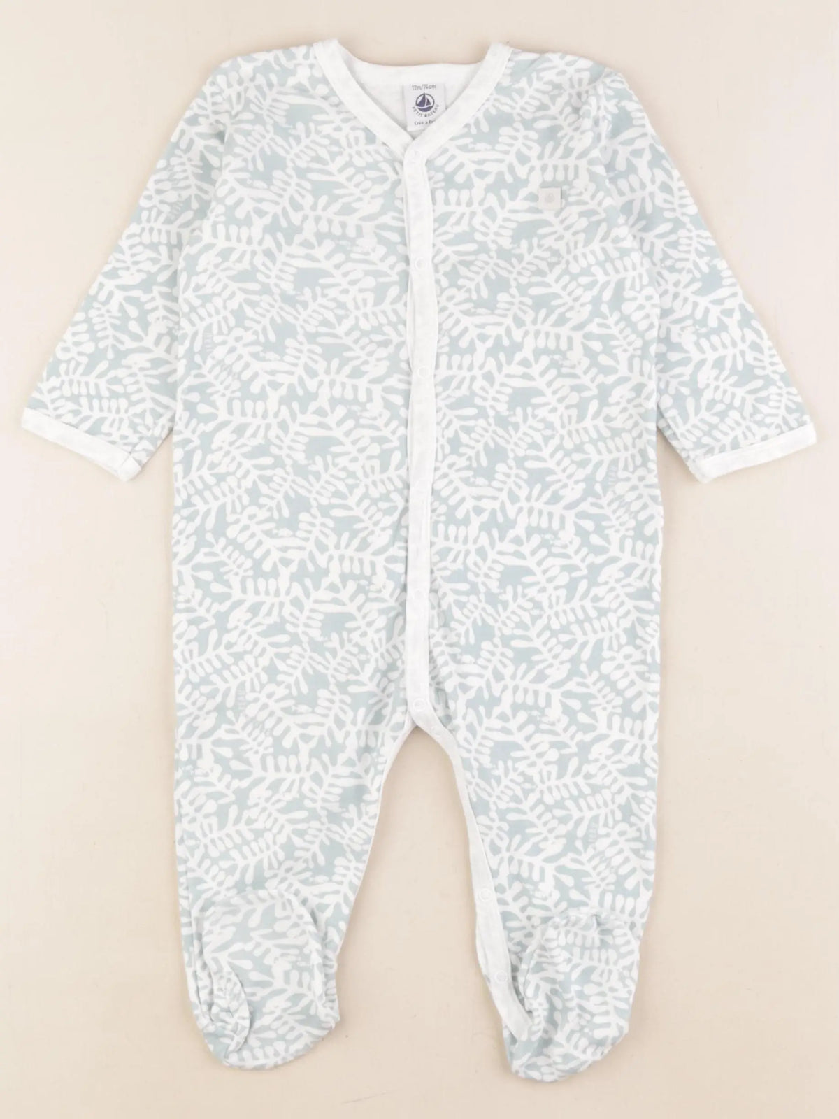 Petit Bateau - pyjama coton blanc, bleu - 12 mois