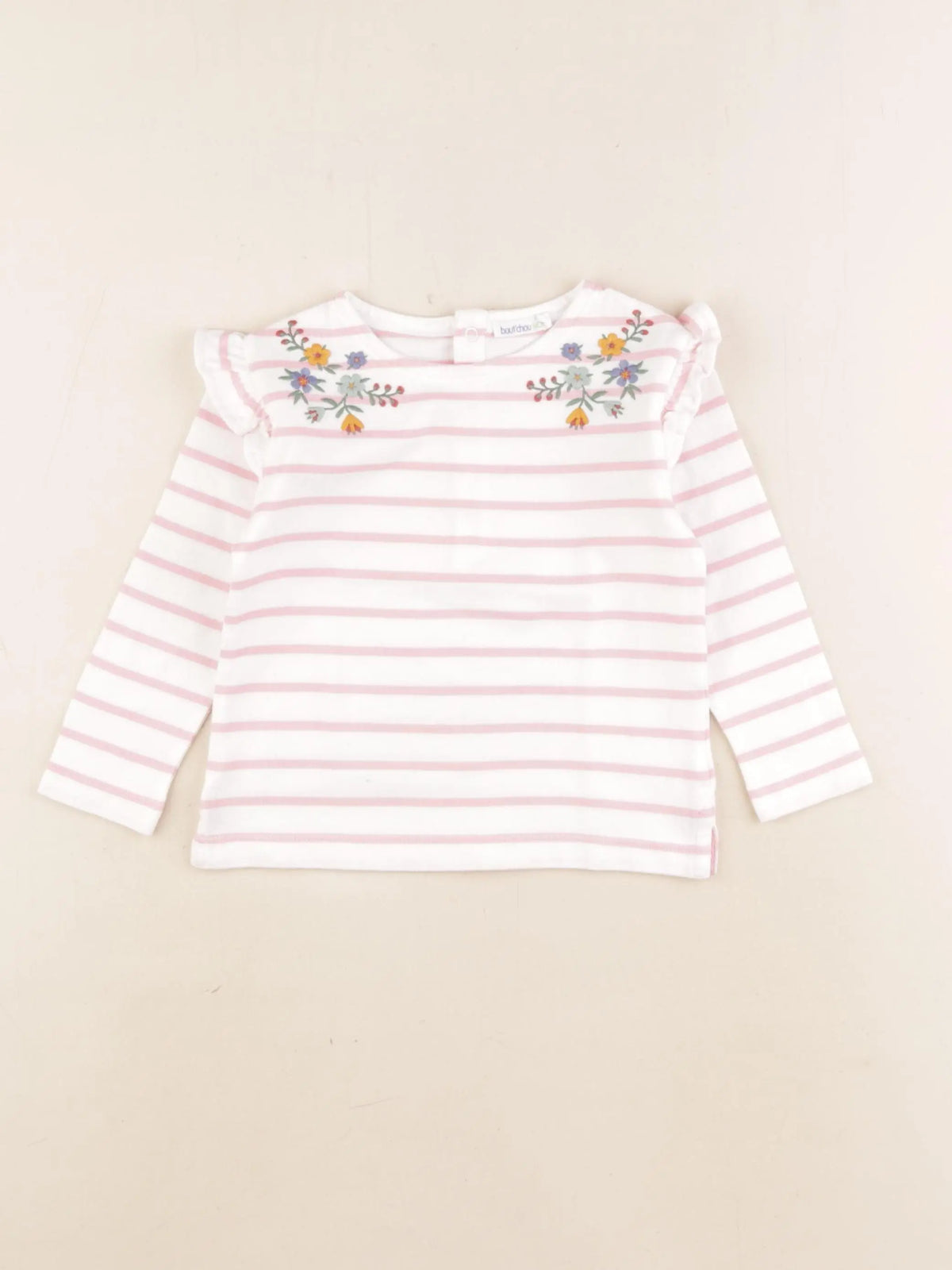 Boutchou - tee-shirt blanc, rose - 18 mois