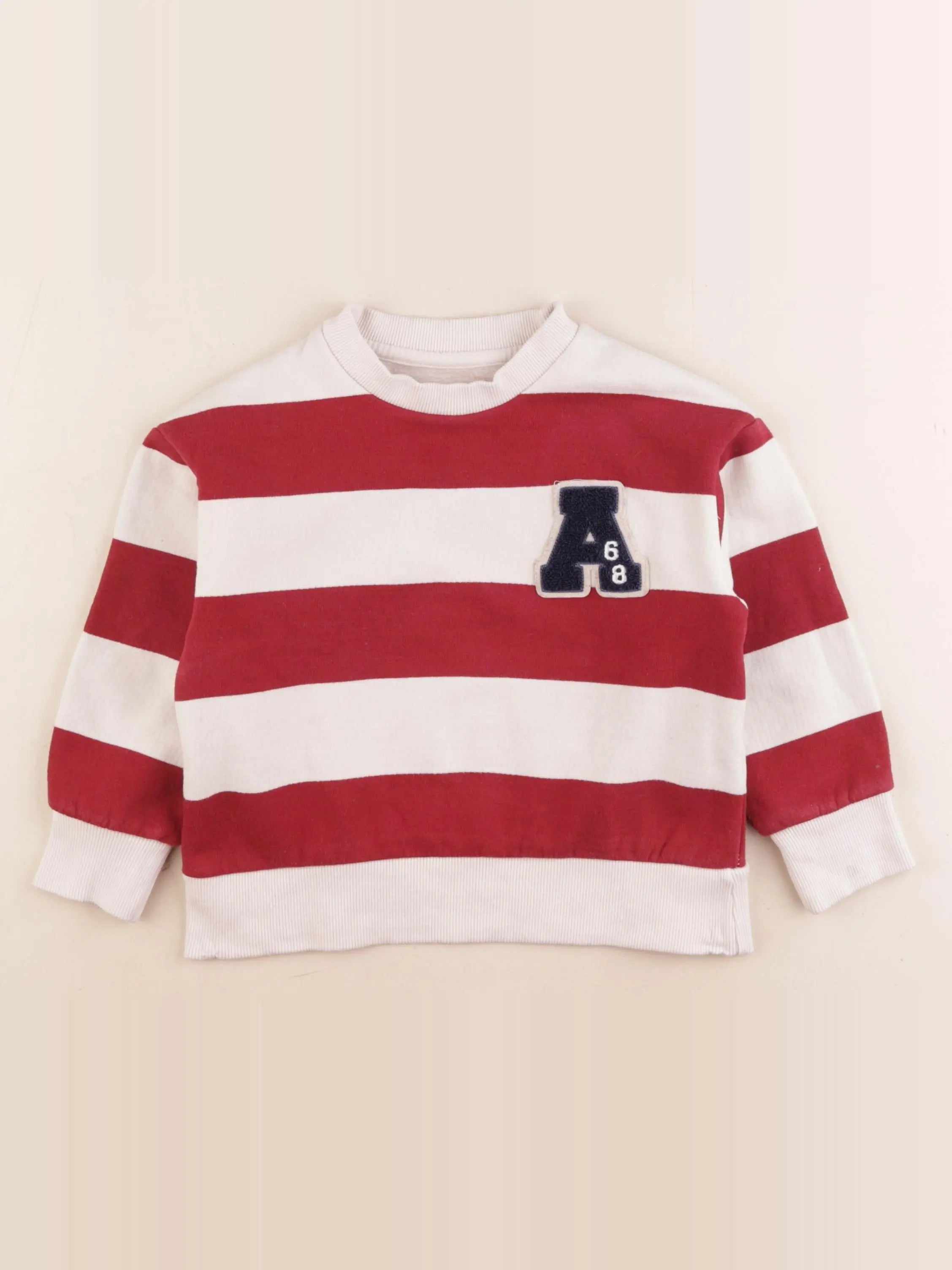 Vertbaudet - sweat blanc, rouge - 4 ans