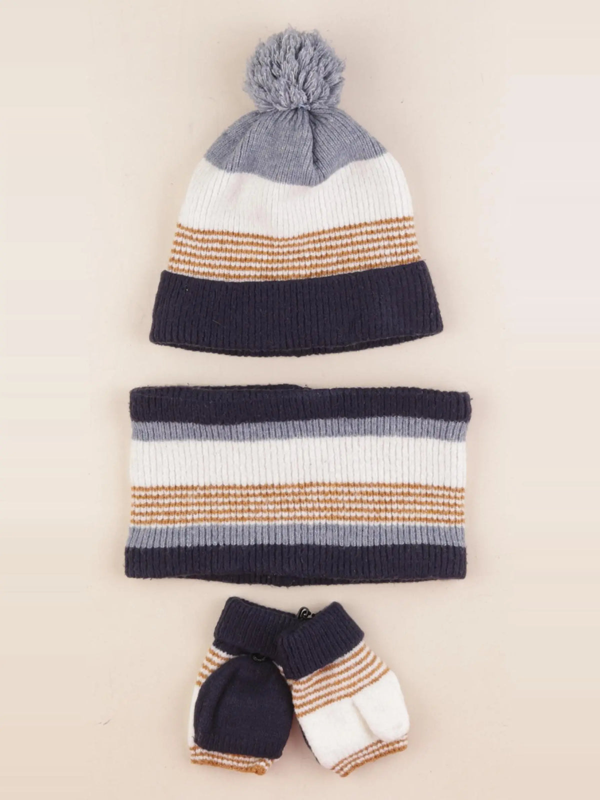 Vertbaudet - ensemble bonnet/moufles/tour de cou multicolore - 4/6 ans