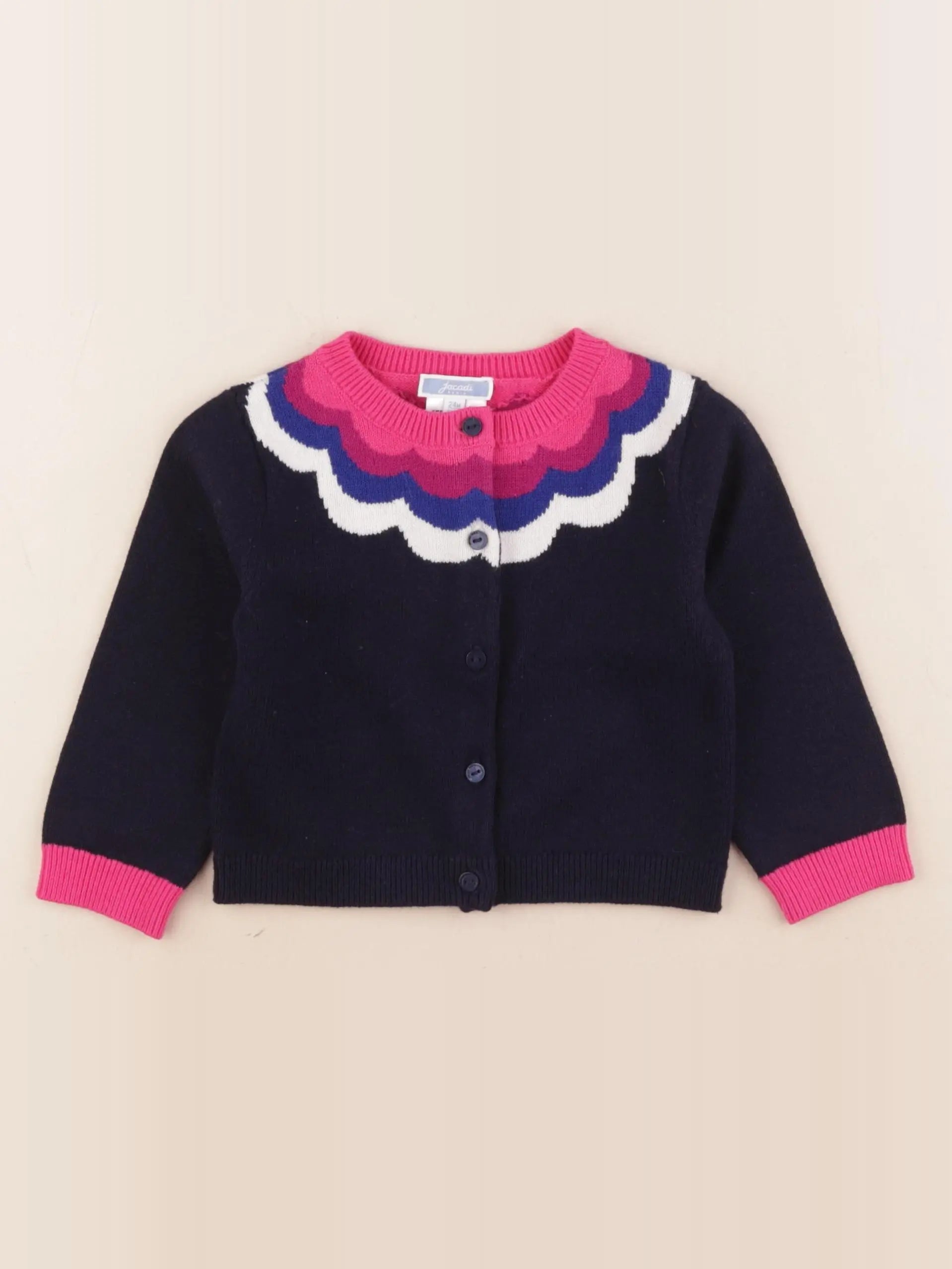 Jacadi - gilet bleu, rose - 2 ans
