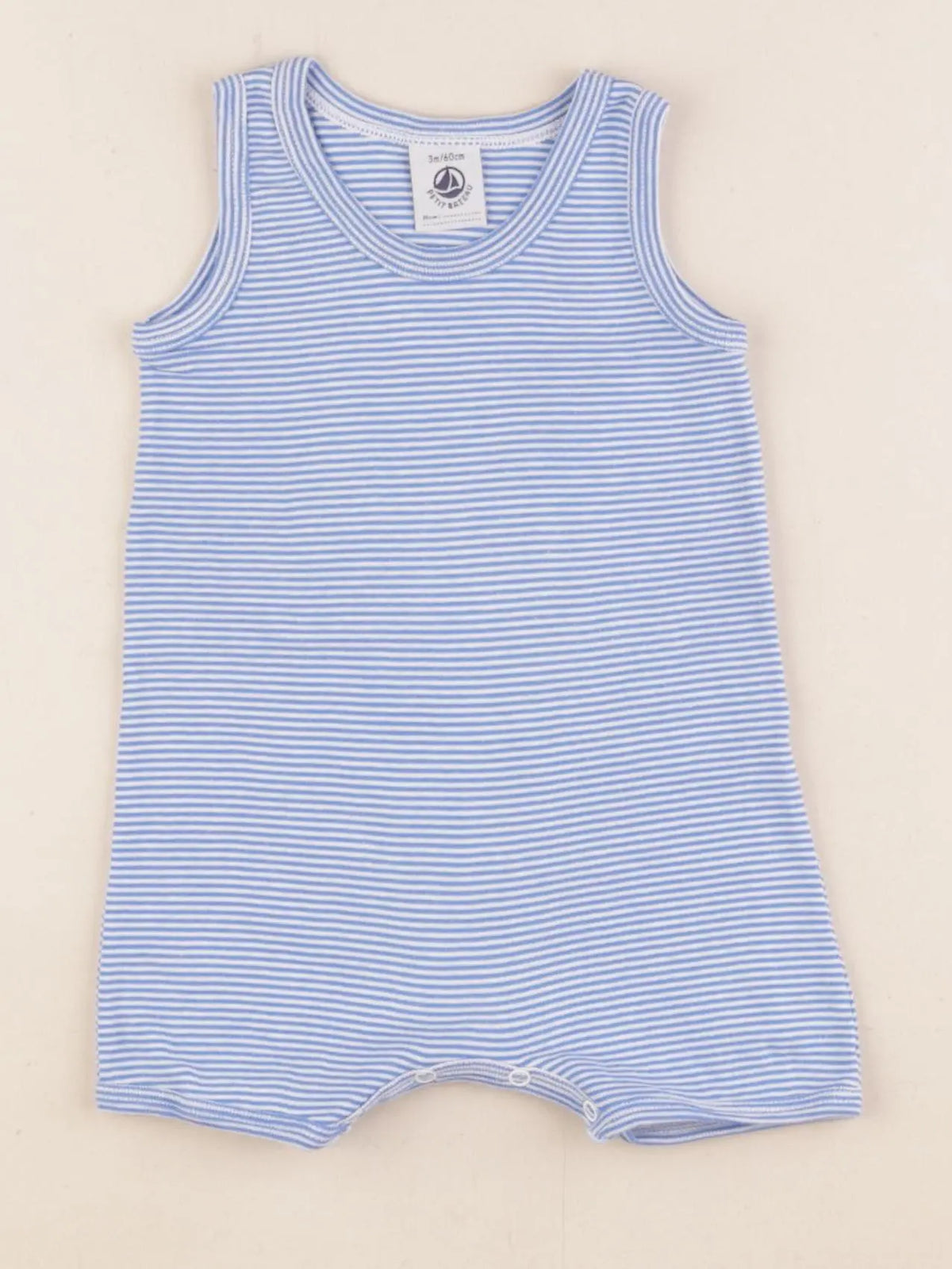 Petit Bateau - pyjama coton blanc, bleu - 3 mois