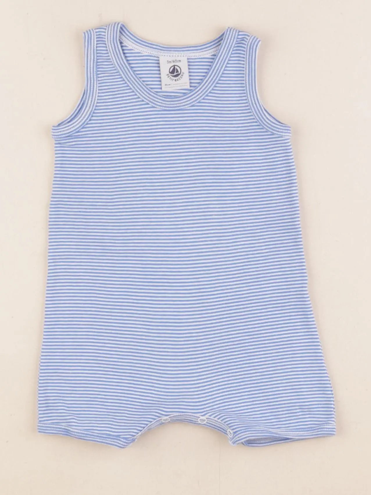 Petit Bateau - pyjama coton blanc, bleu - 3 mois