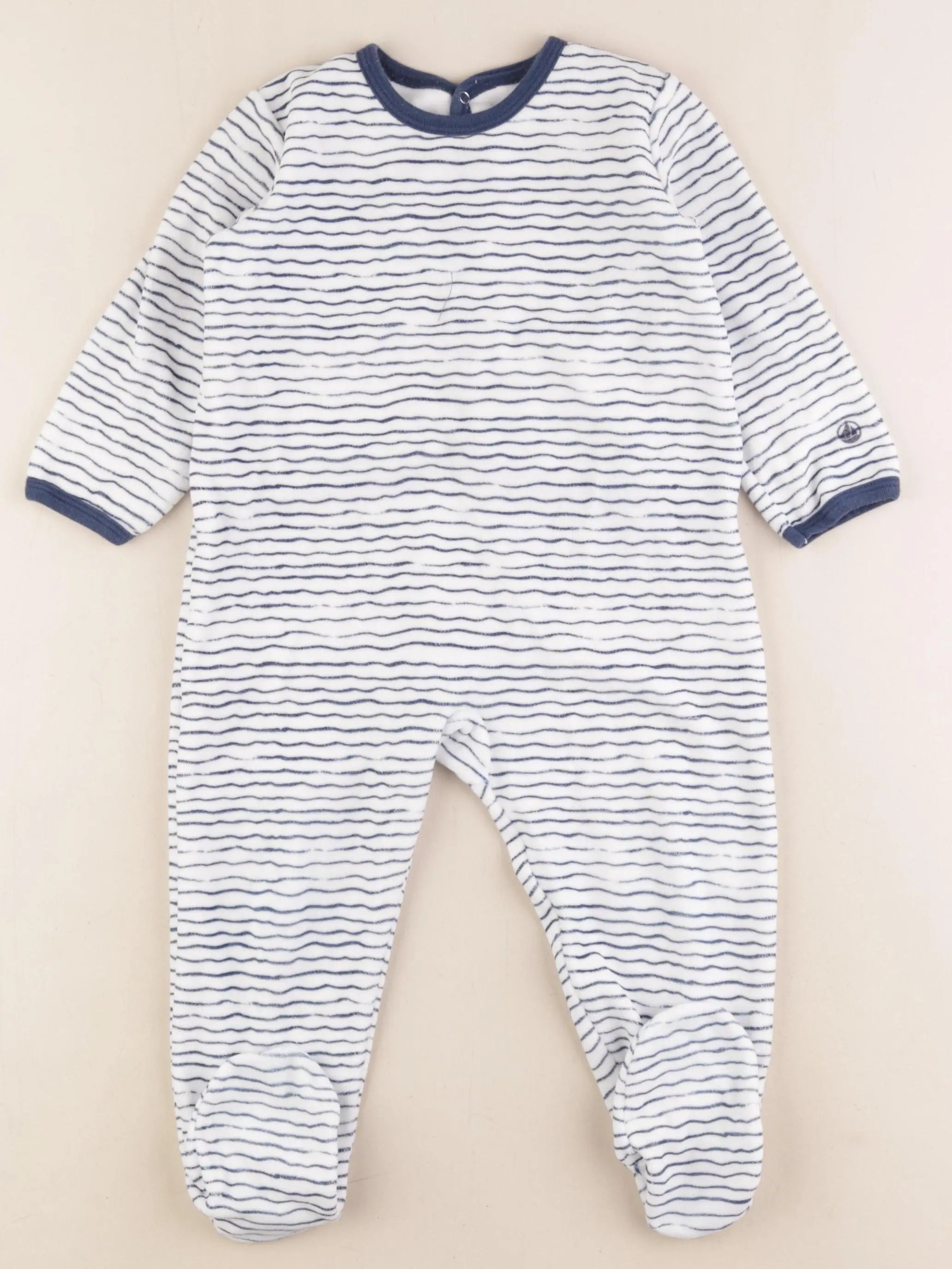 Petit Bateau - pyjama velours bleu - 24 mois