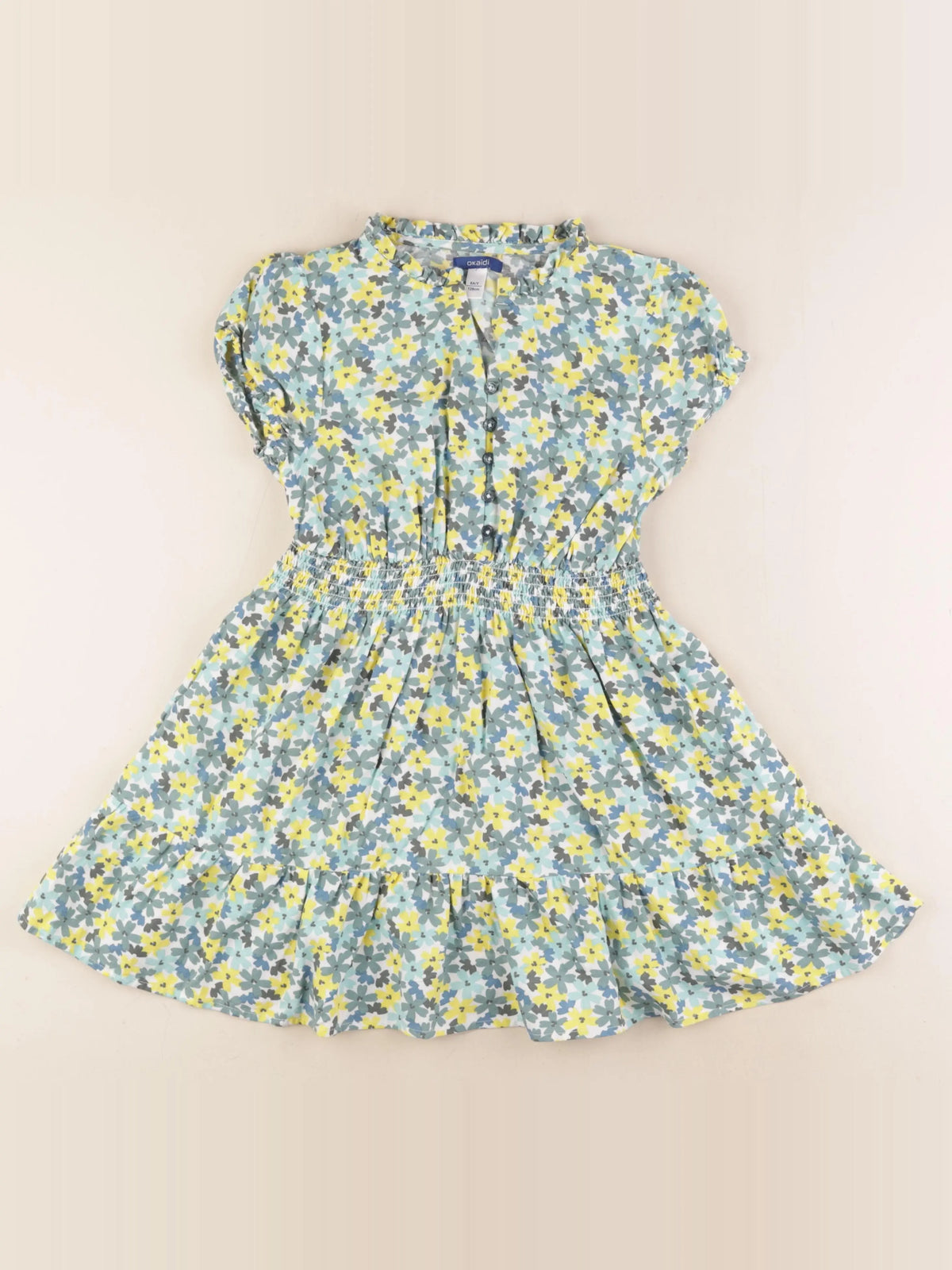 Okaidi - robe vert, jaune - 8 ans