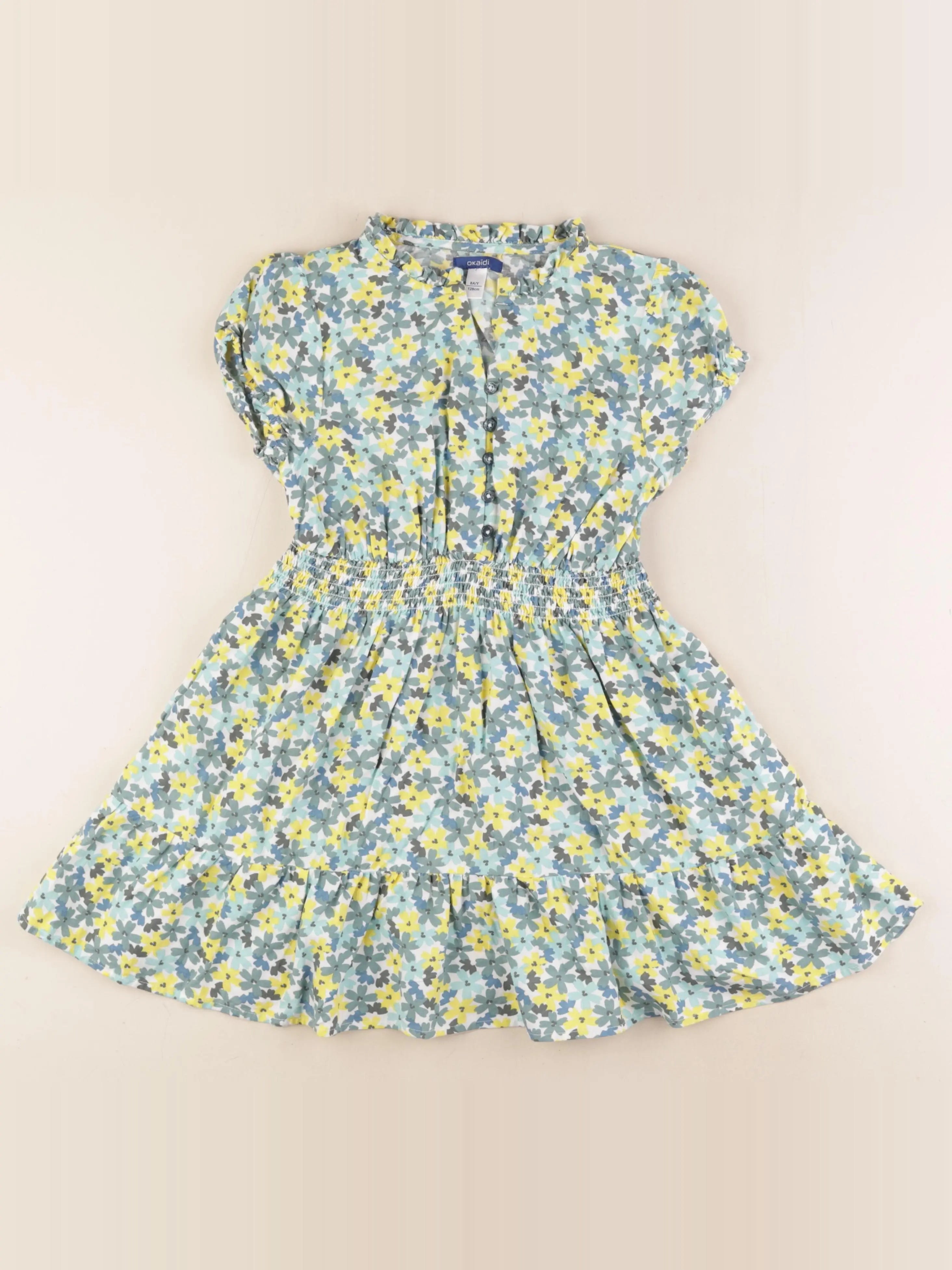 Okaidi - robe vert, jaune - 8 ans