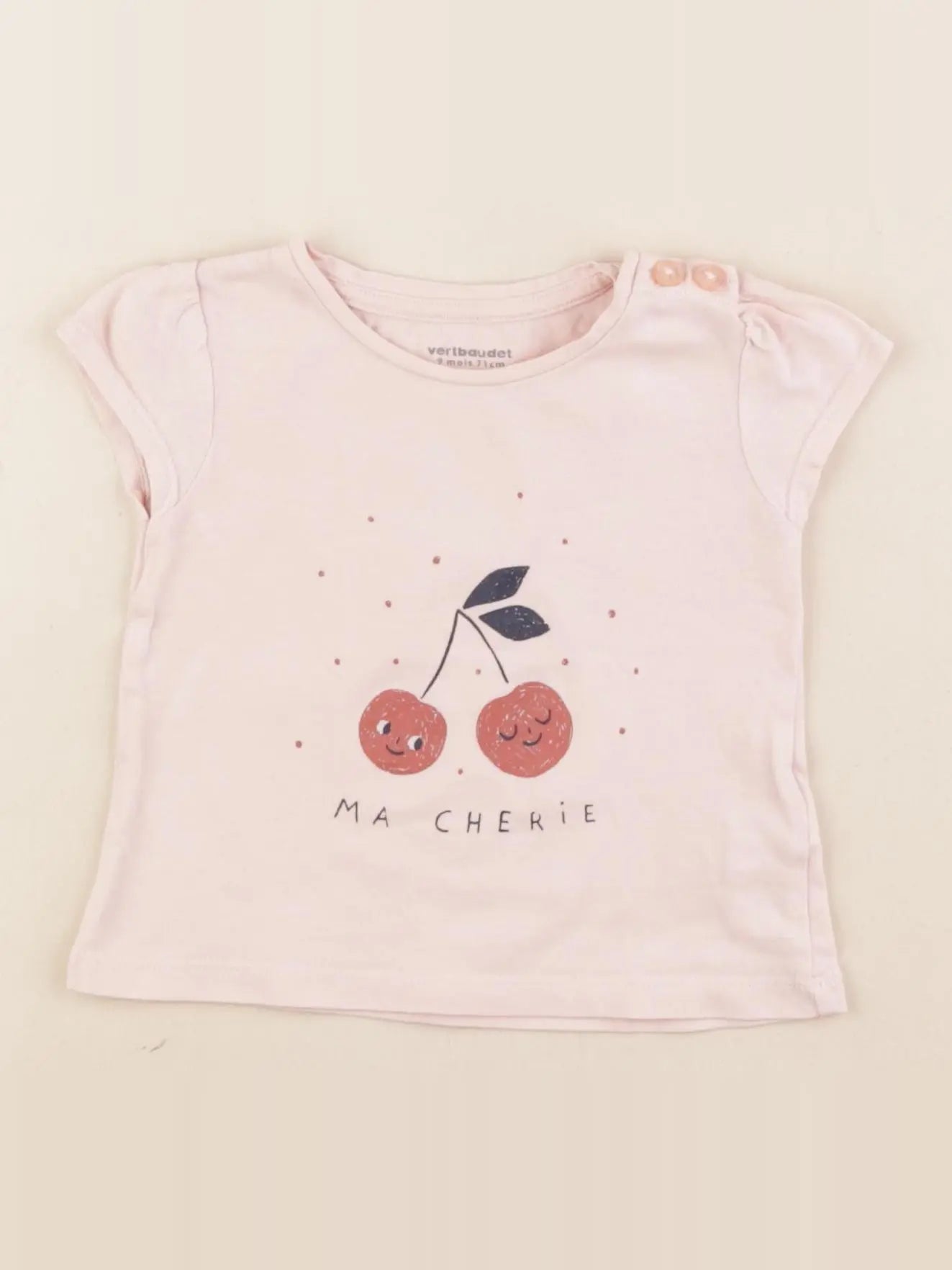 Vertbaudet - tee-shirt rose - 9 mois