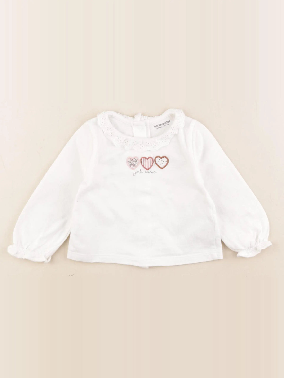 Vertbaudet - tee-shirt blanc - 9 mois