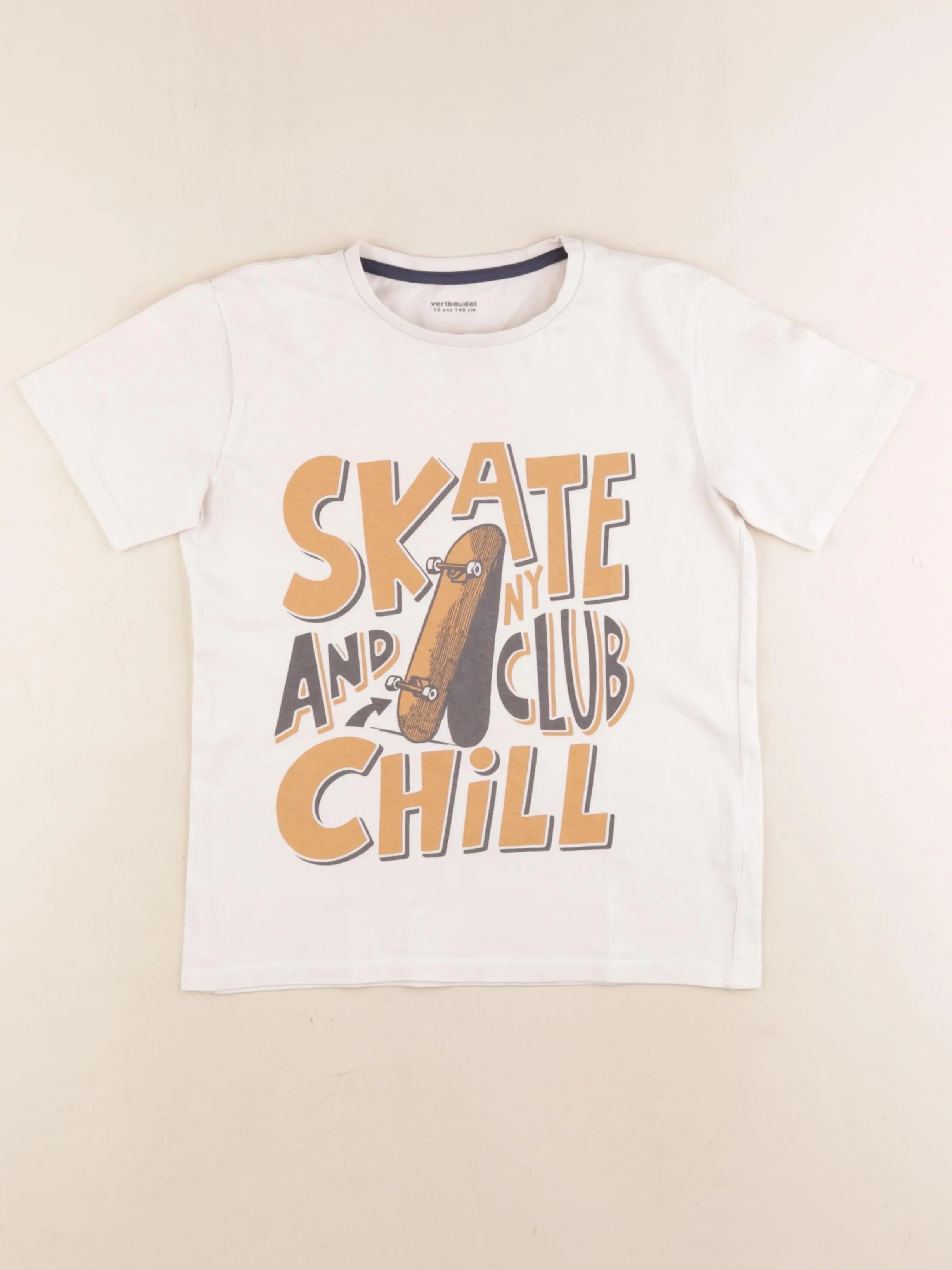 Vertbaudet - tee-shirt coton beige - 10 ans