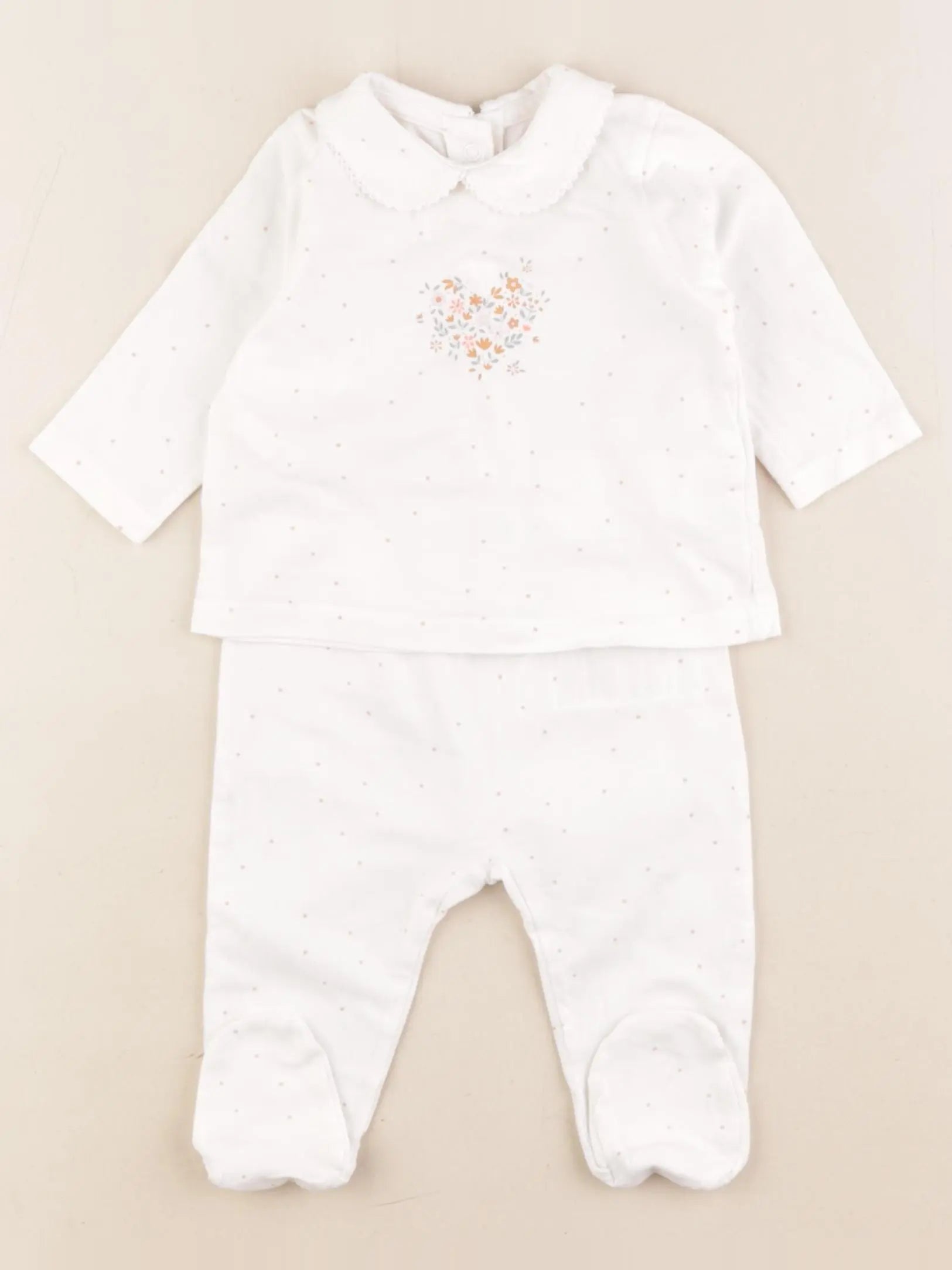 Vertbaudet - pyjama coton blanc - 3 mois