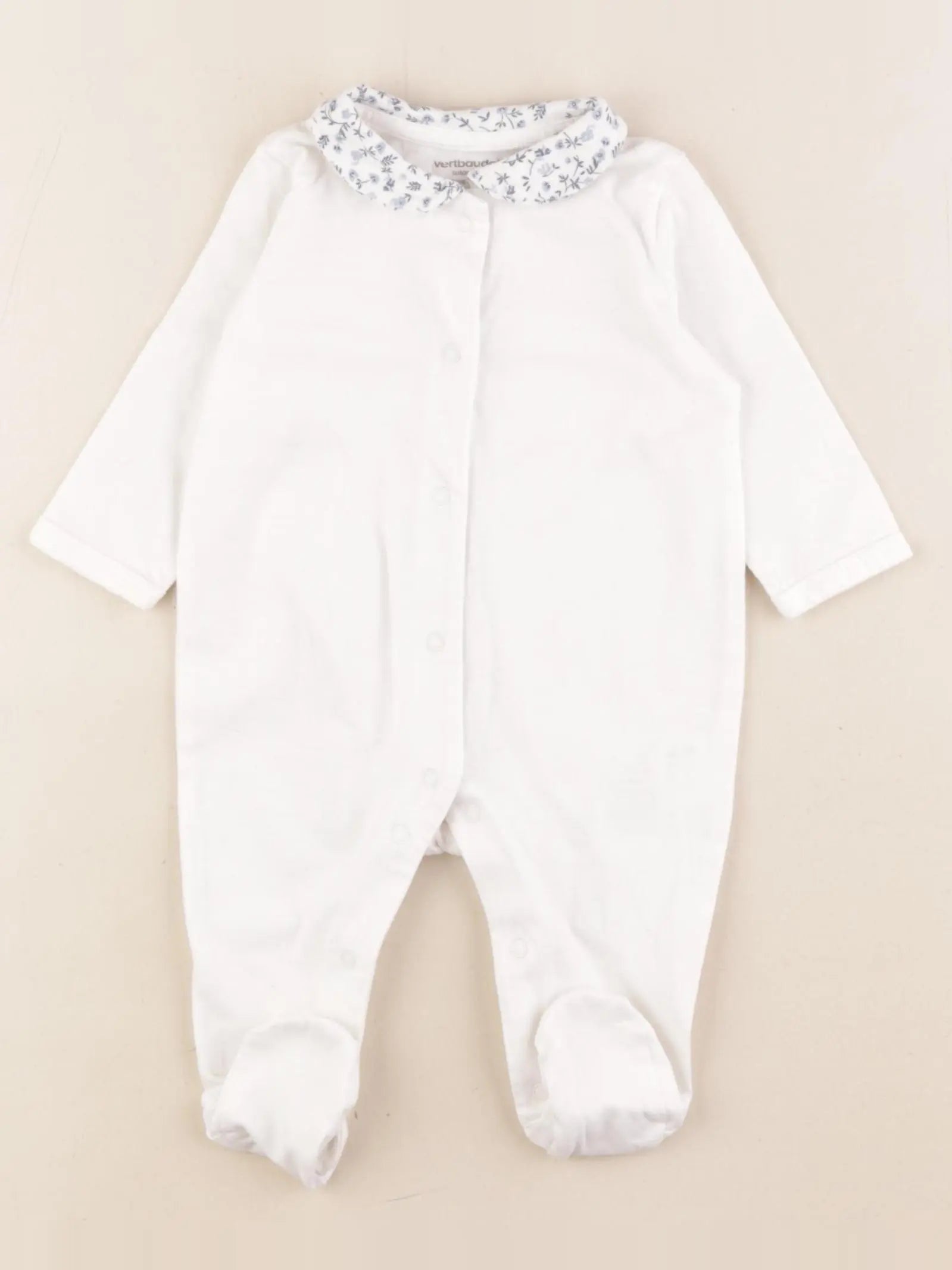 Vertbaudet - pyjama coton blanc, bleu - 3 mois