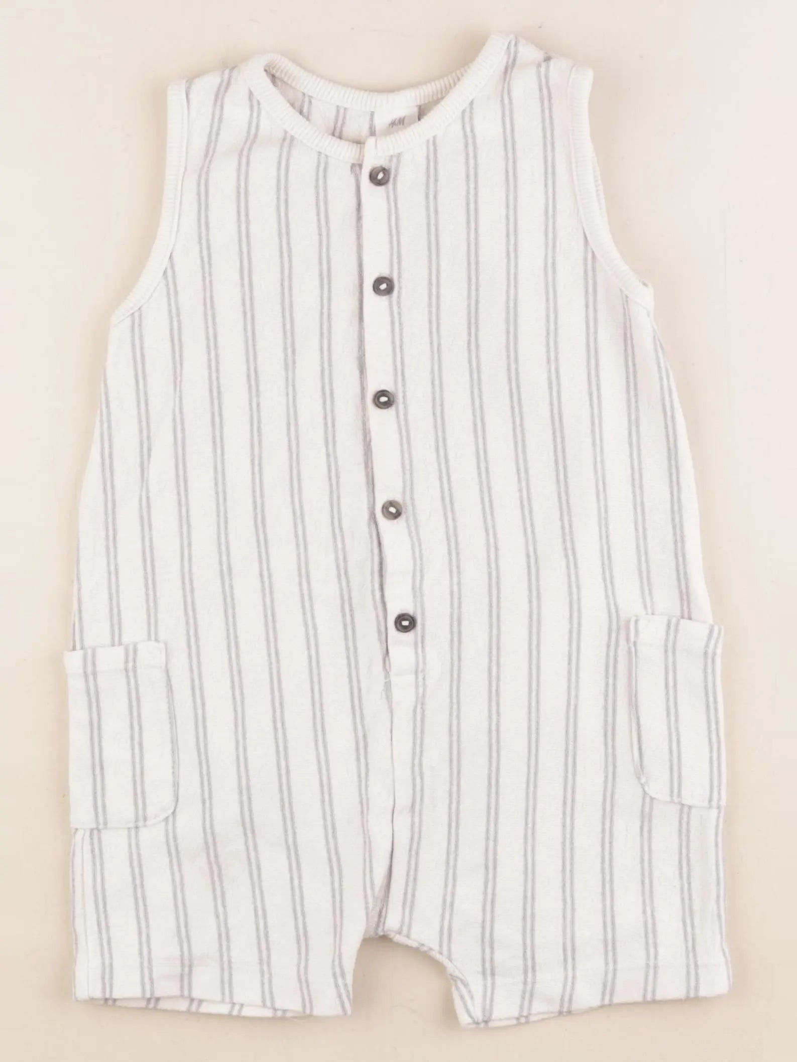 H&M - combinaison beige, gris - 12/18 mois