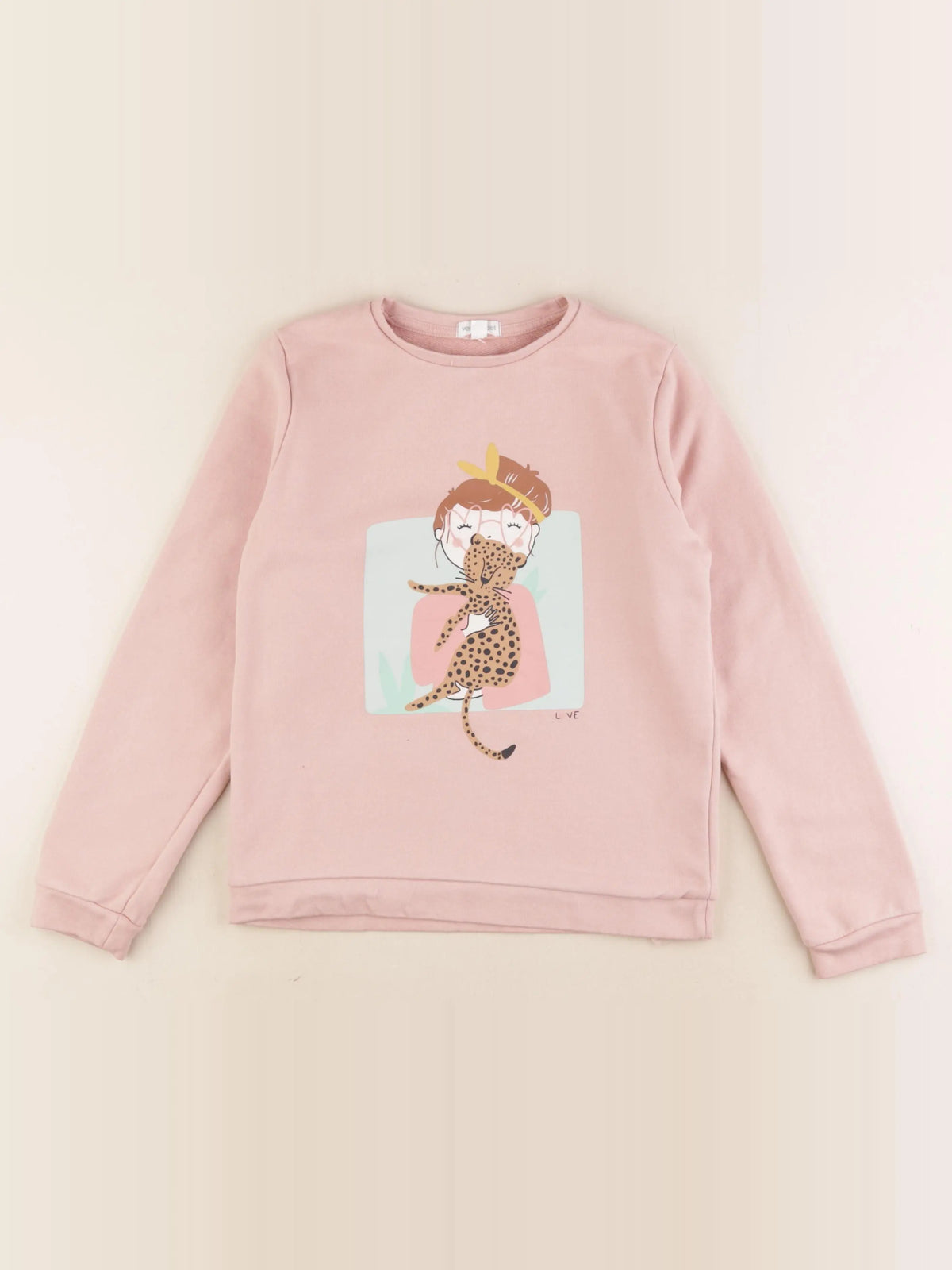 Vertbaudet - sweat rose - 10 ans