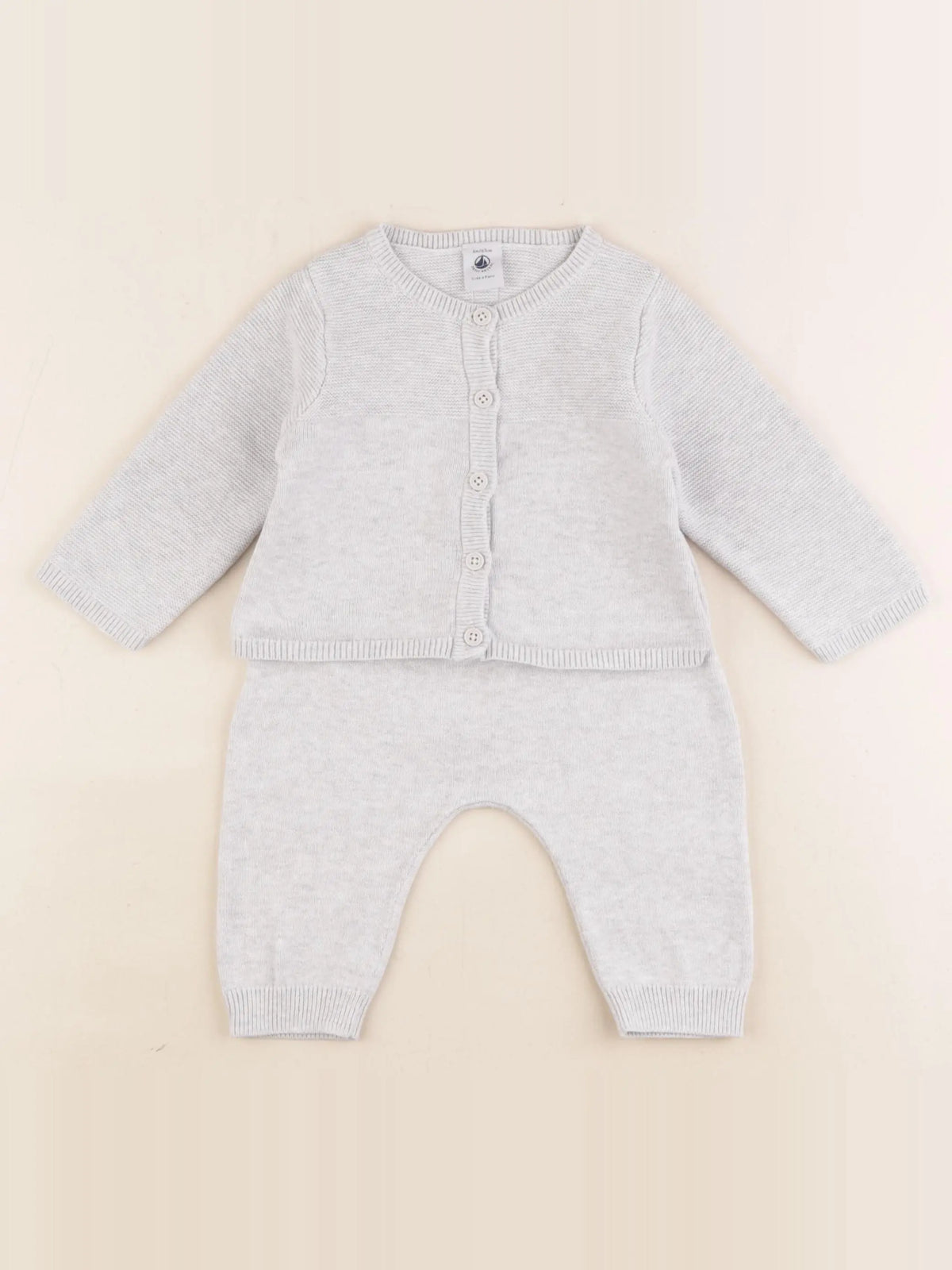 Petit Bateau - ensemble gris - 6 mois