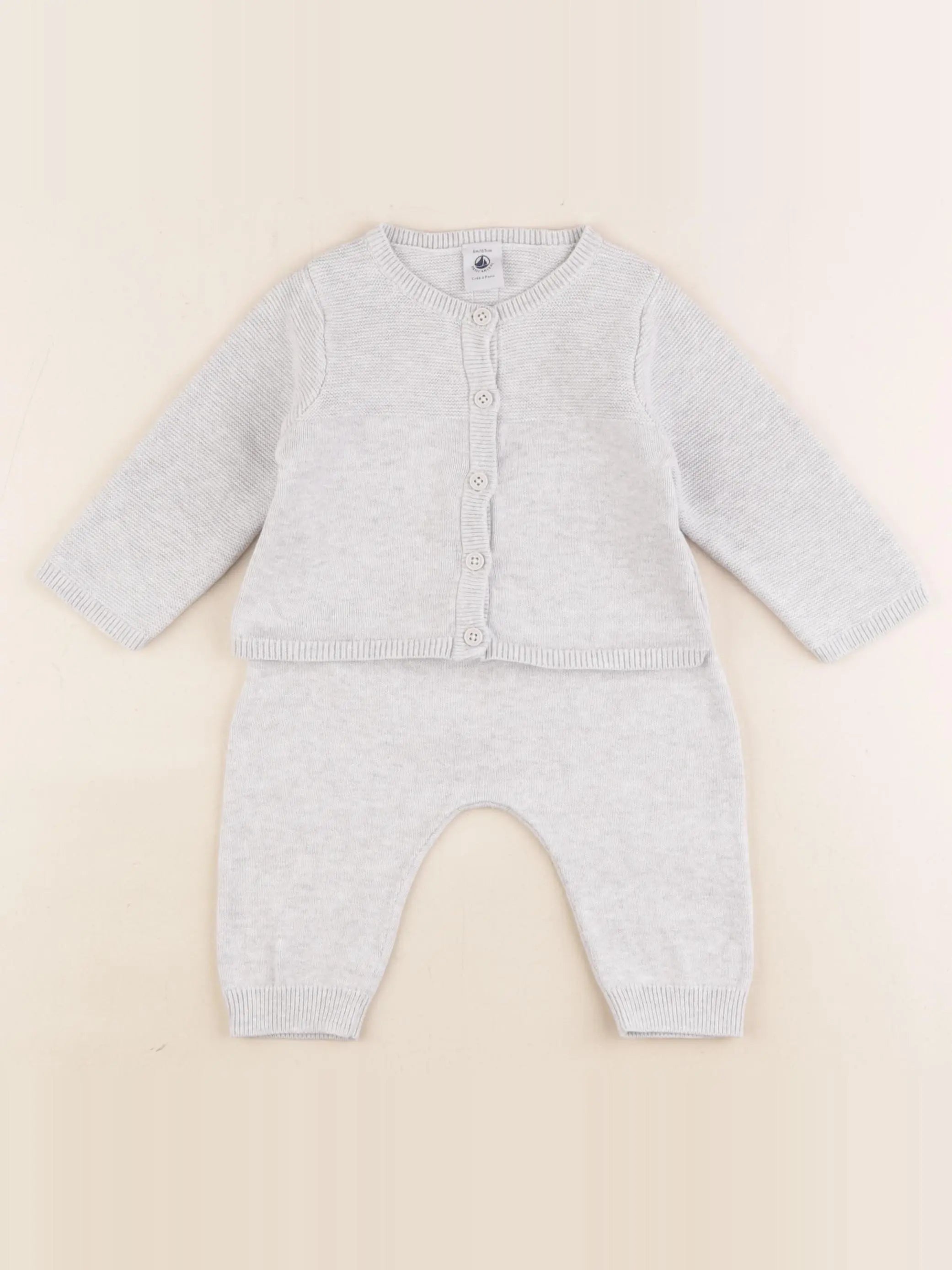 Petit Bateau - ensemble gris - 6 mois