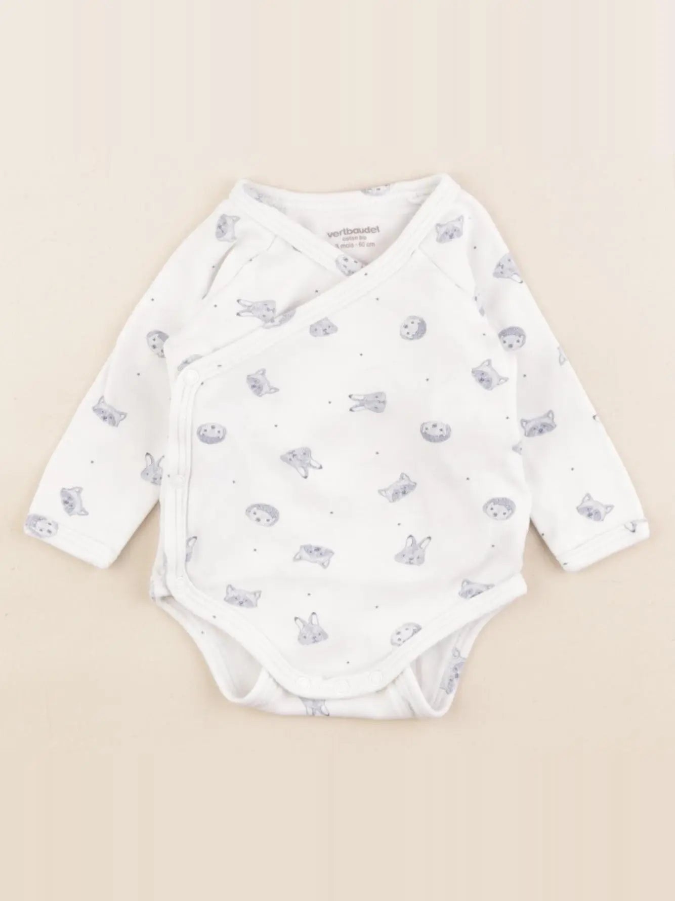 Vertbaudet - body blanc, bleu - 3 mois