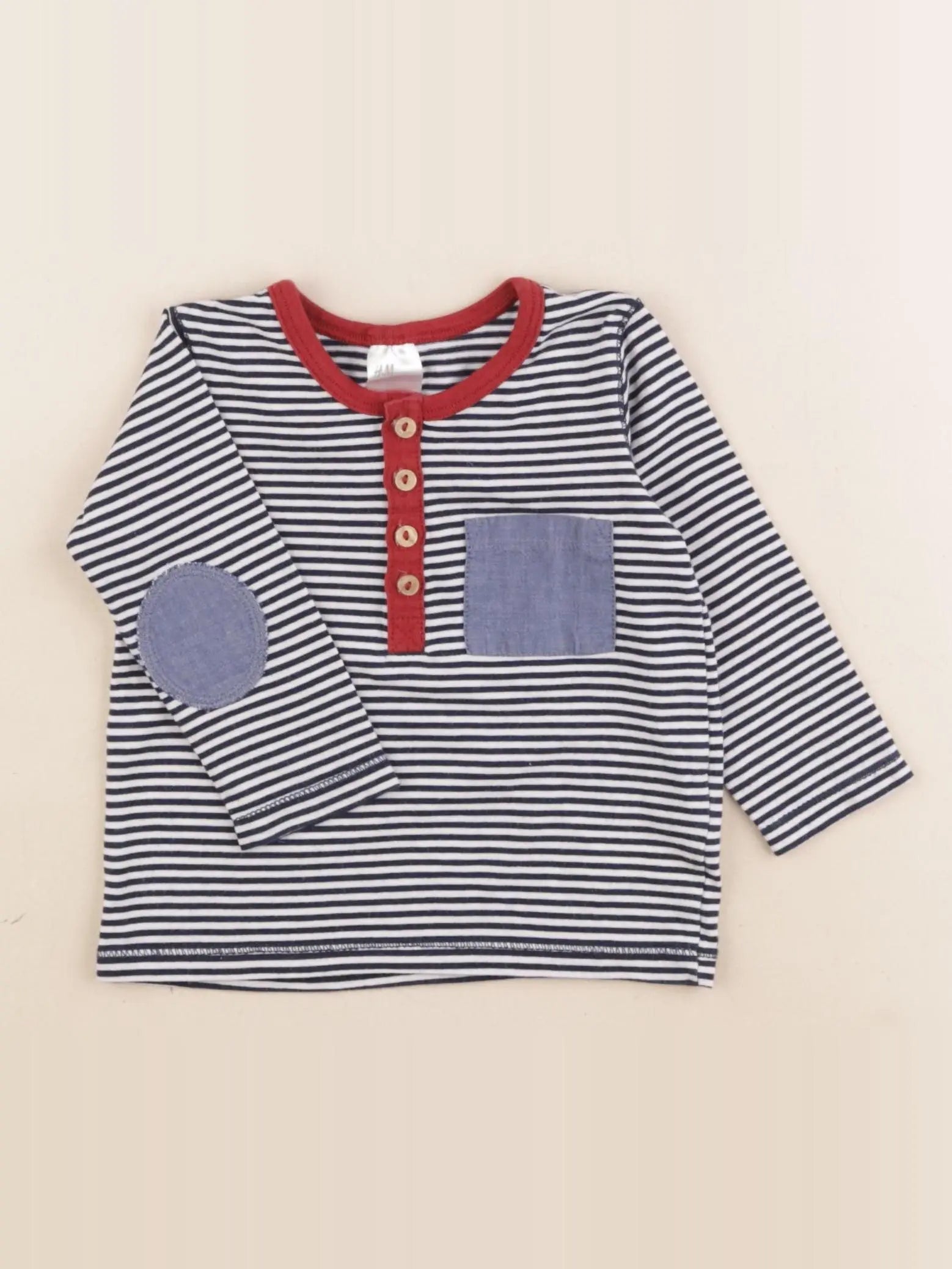 H&M - tee-shirt bleu, blanc - 4/6 mois