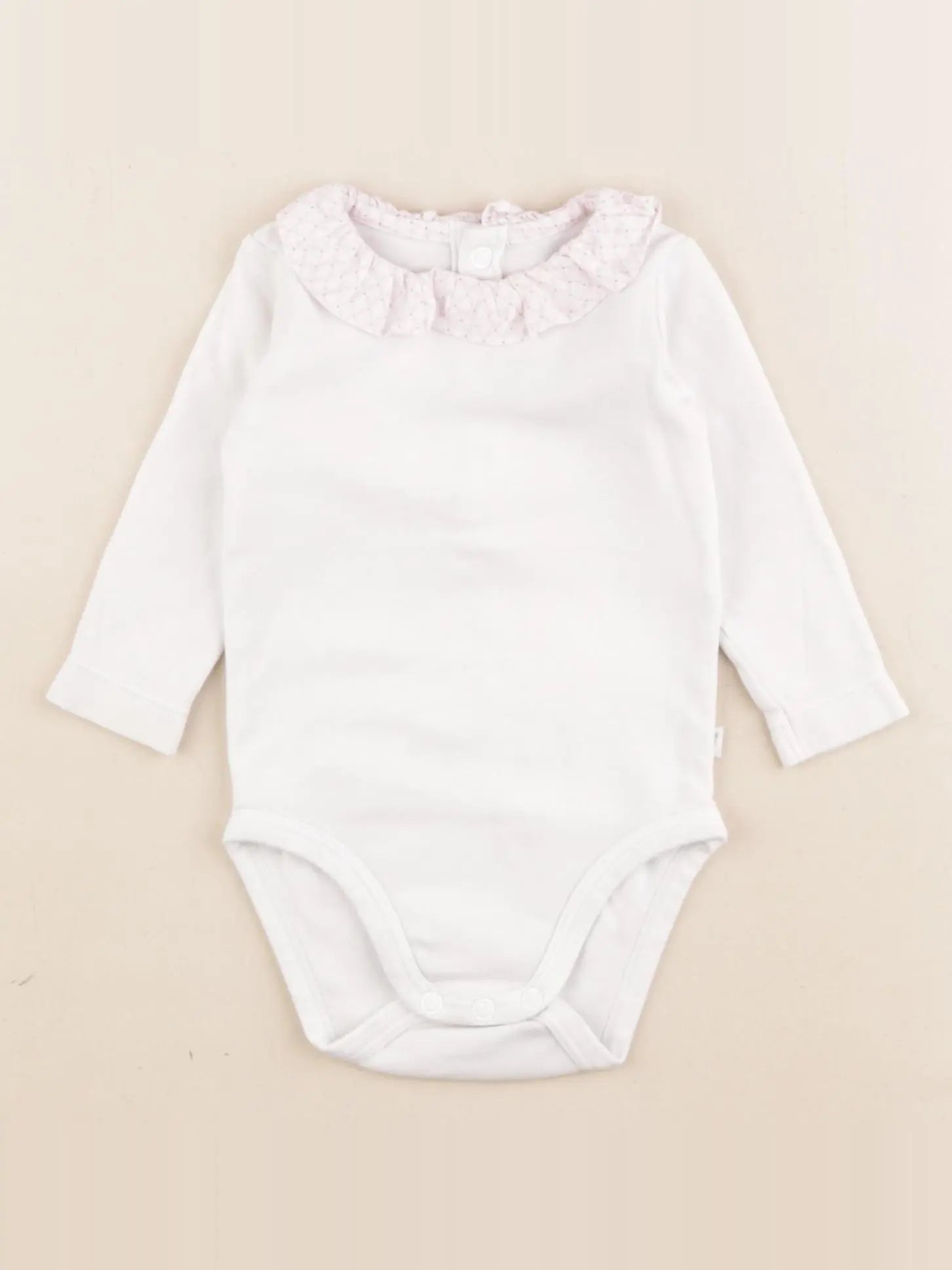Jacadi - body à col blanc, rose - 6 mois