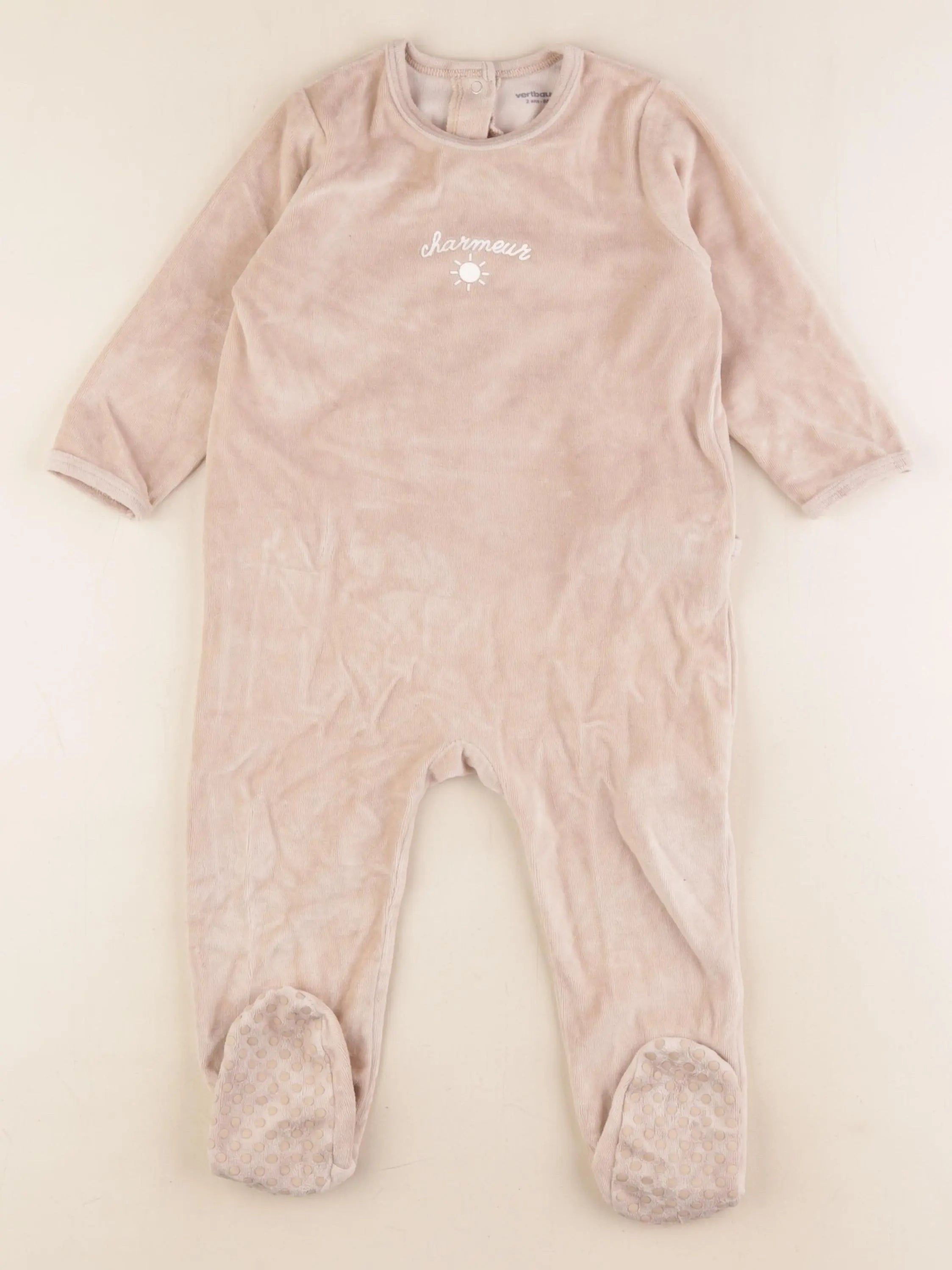Vertbaudet - pyjama velours beige - 2 ans