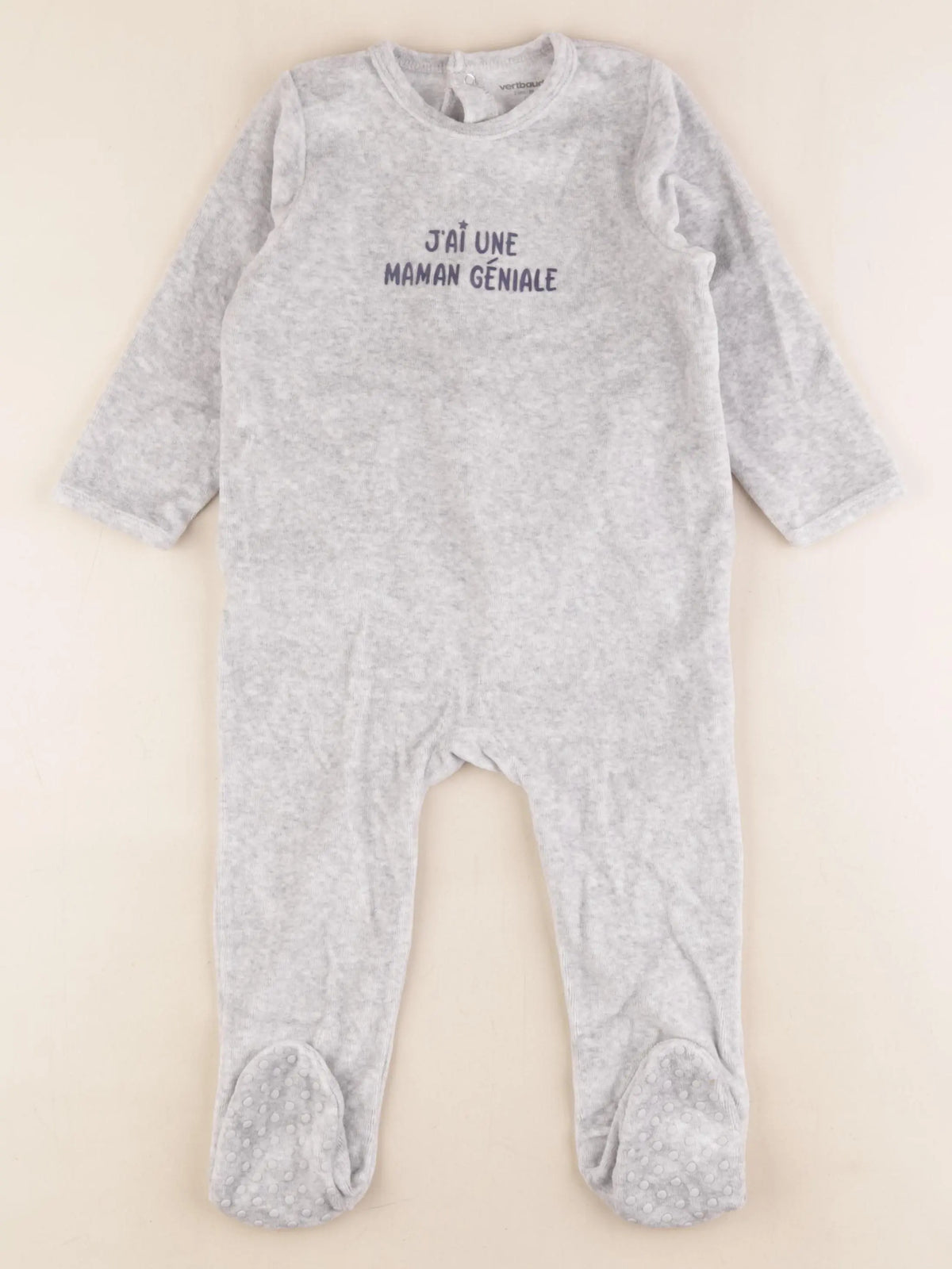 Vertbaudet - pyjama velours gris - 2 ans