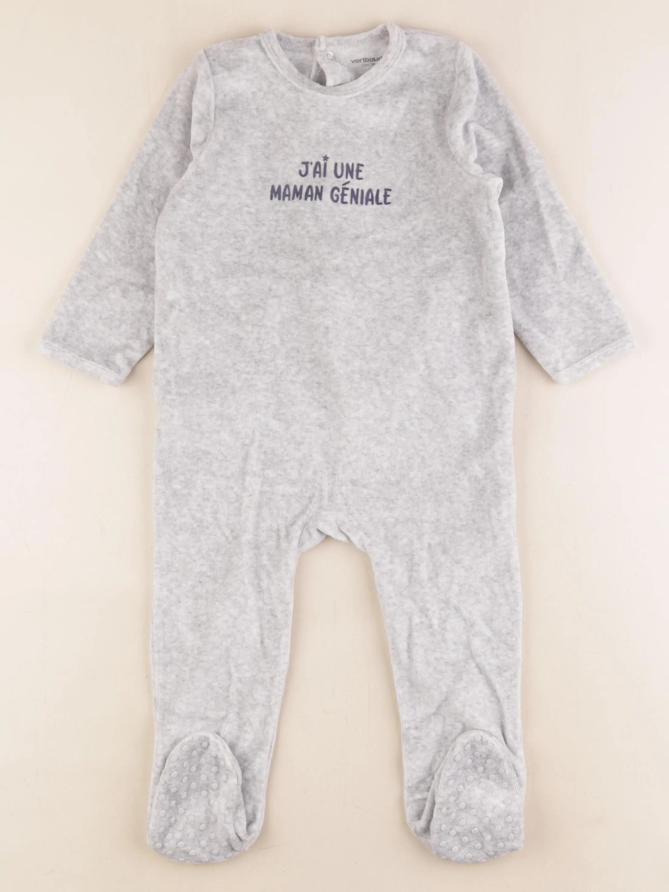 Vertbaudet - pyjama velours gris - 2 ans