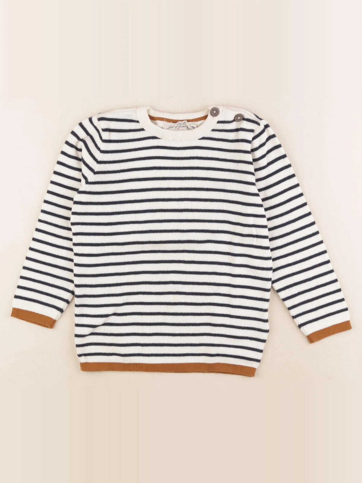 H&M - pull beige, bleu - 4/6 ans