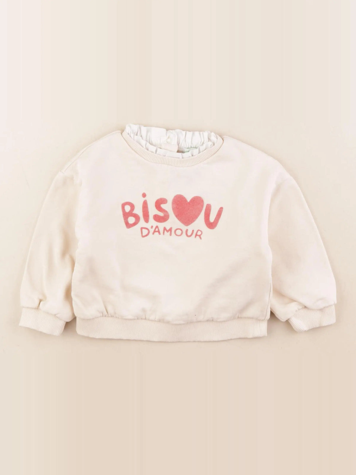 Vertbaudet - sweat beige - 24 mois