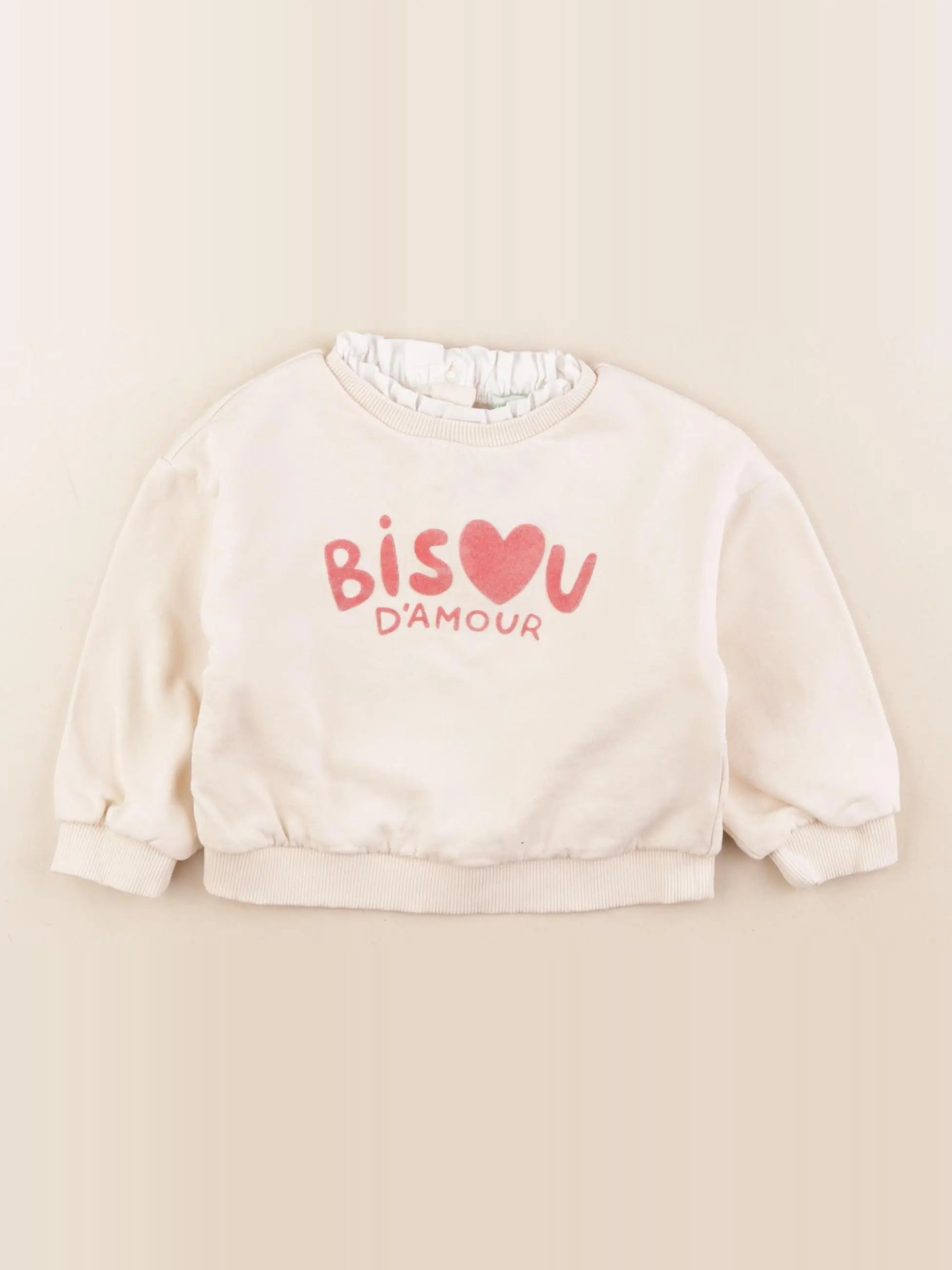 Vertbaudet - sweat beige - 24 mois