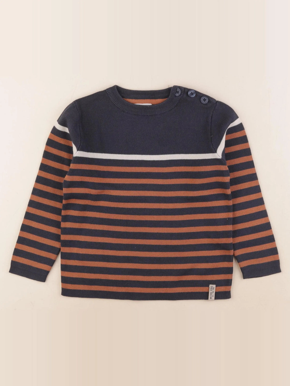 Vertbaudet - pull bleu, marron - 5 ans