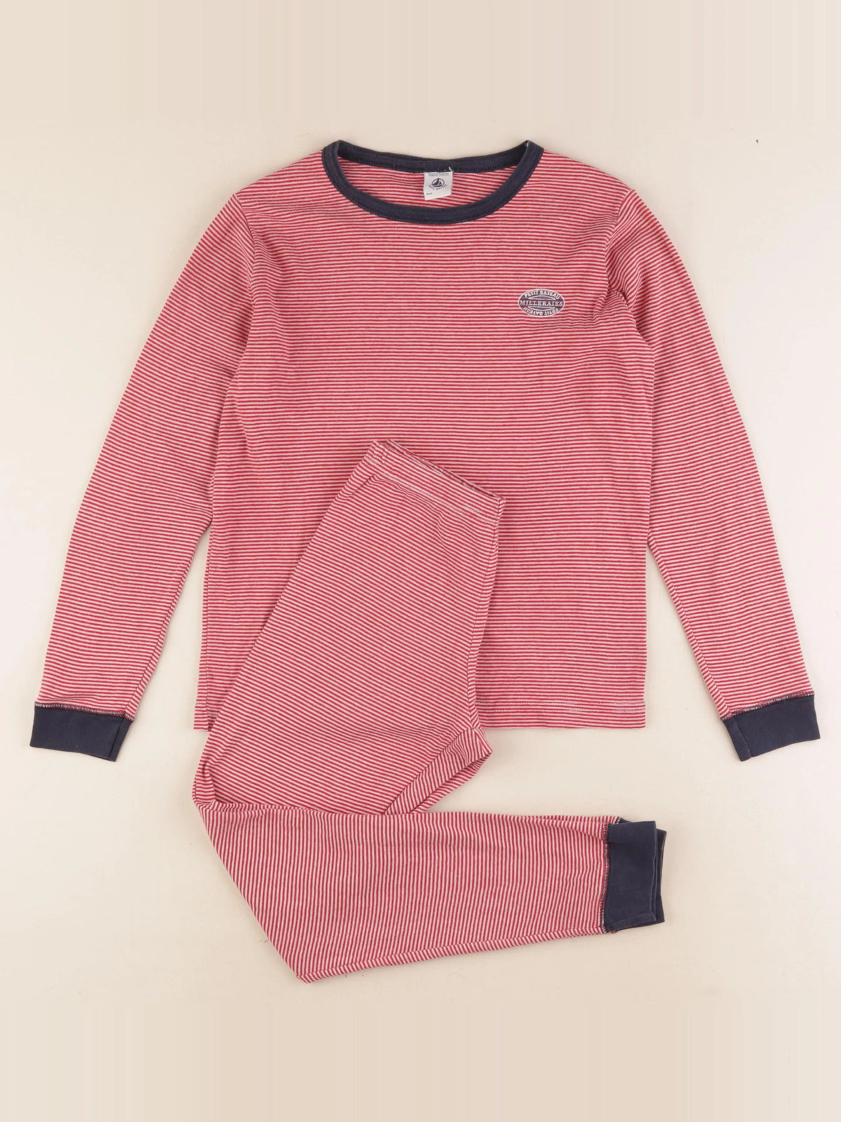 Petit Bateau - pyjama coton rouge - 10 ans