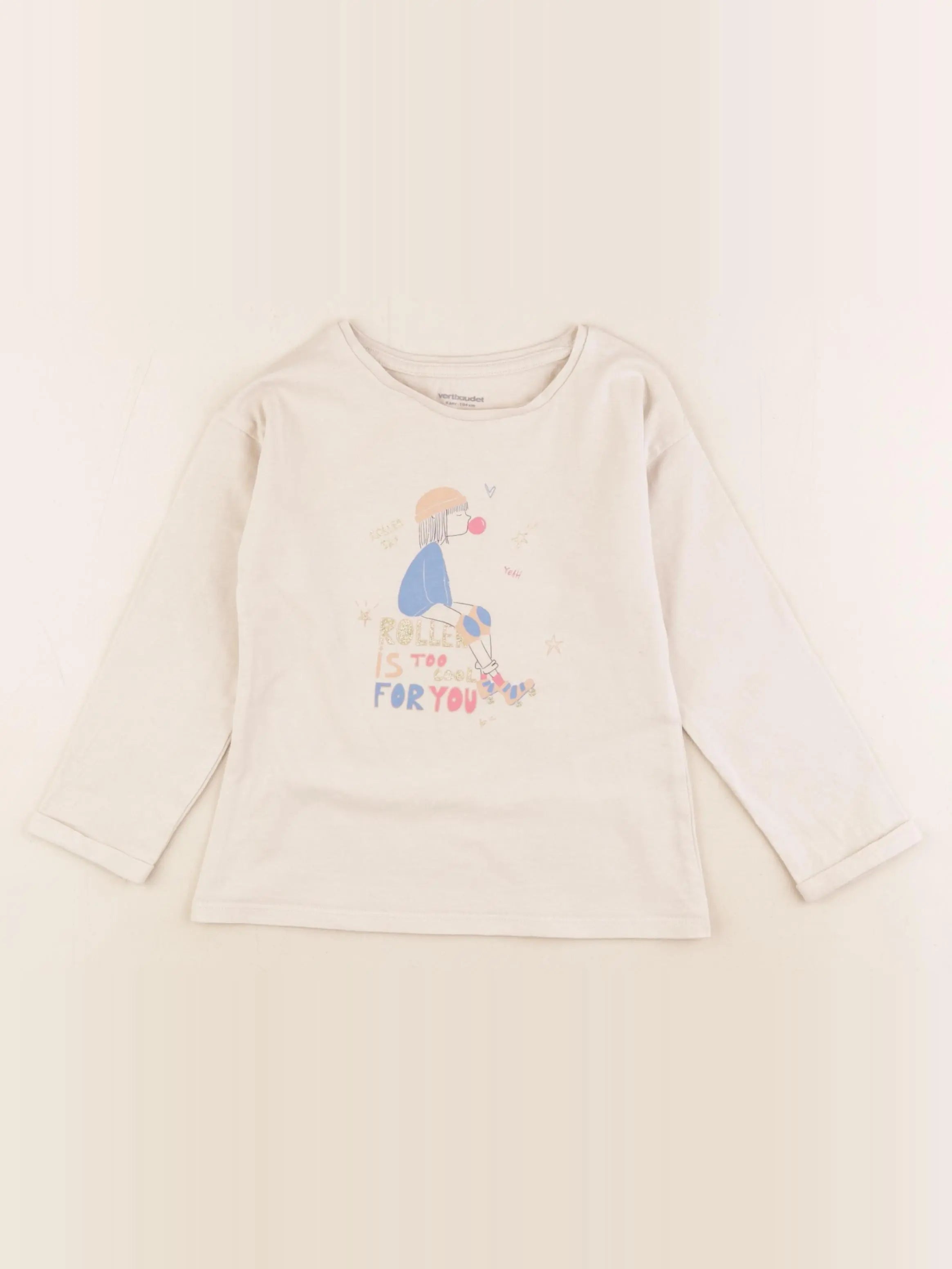 Vertbaudet - tee-shirt beige, or - 4 ans