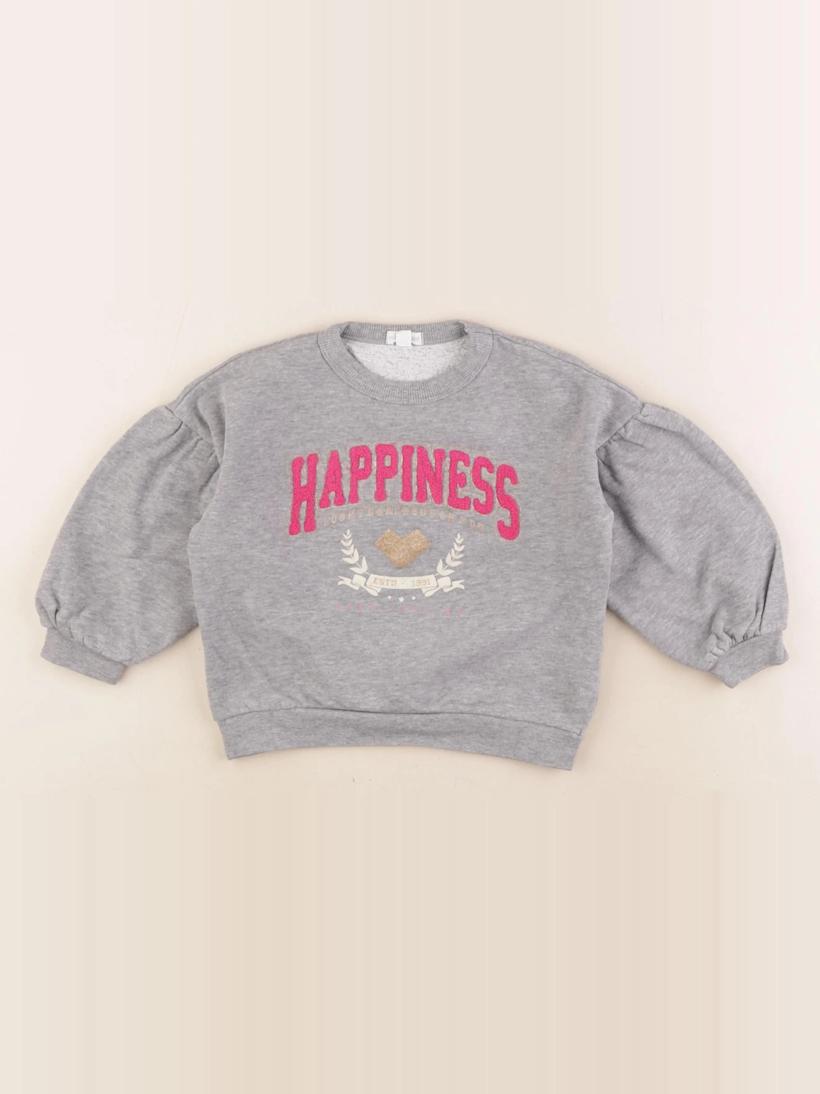 Vertbaudet - sweat or, gris - 5 ans