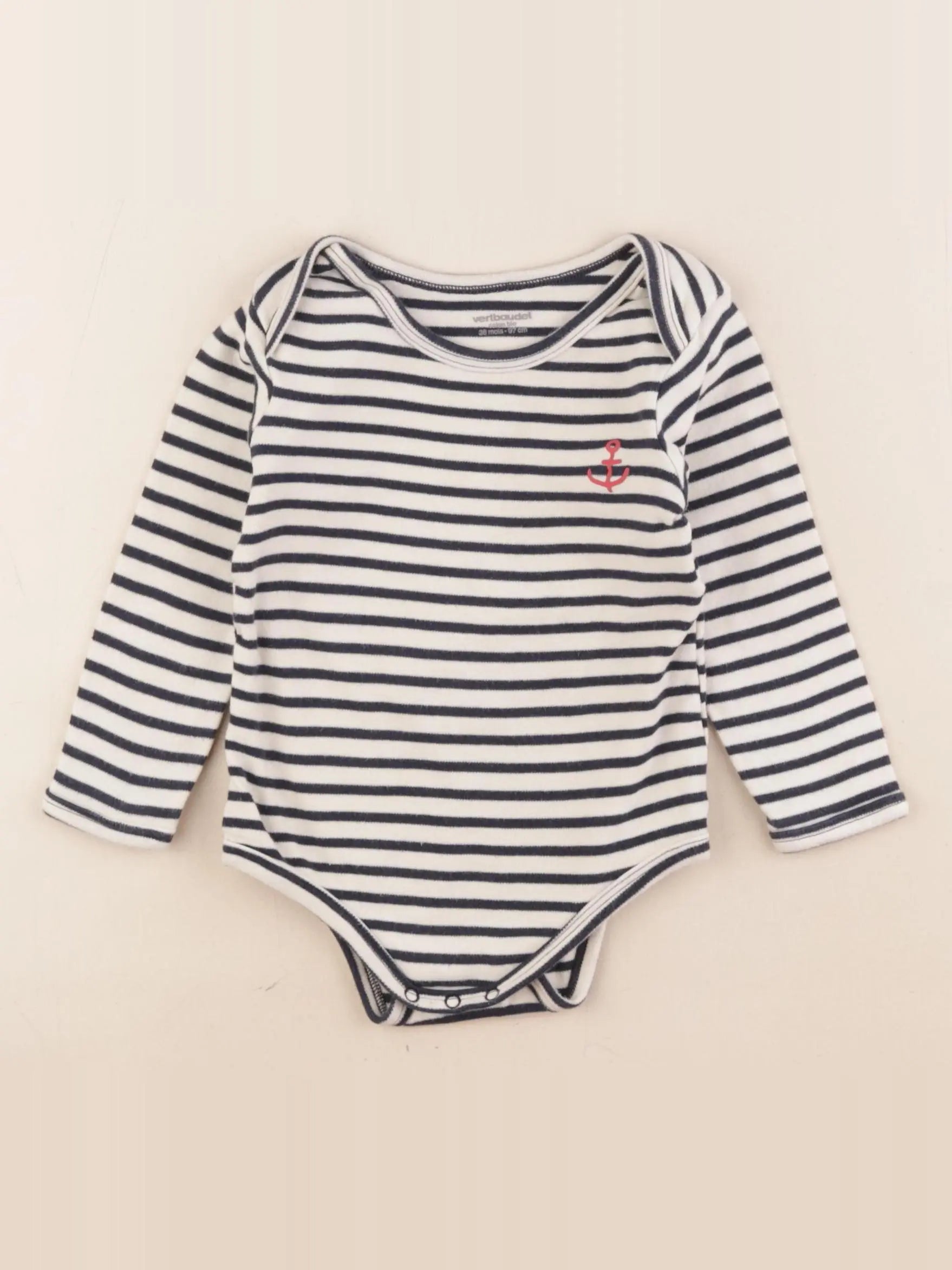 Vertbaudet - body bleu, beige - 3 ans