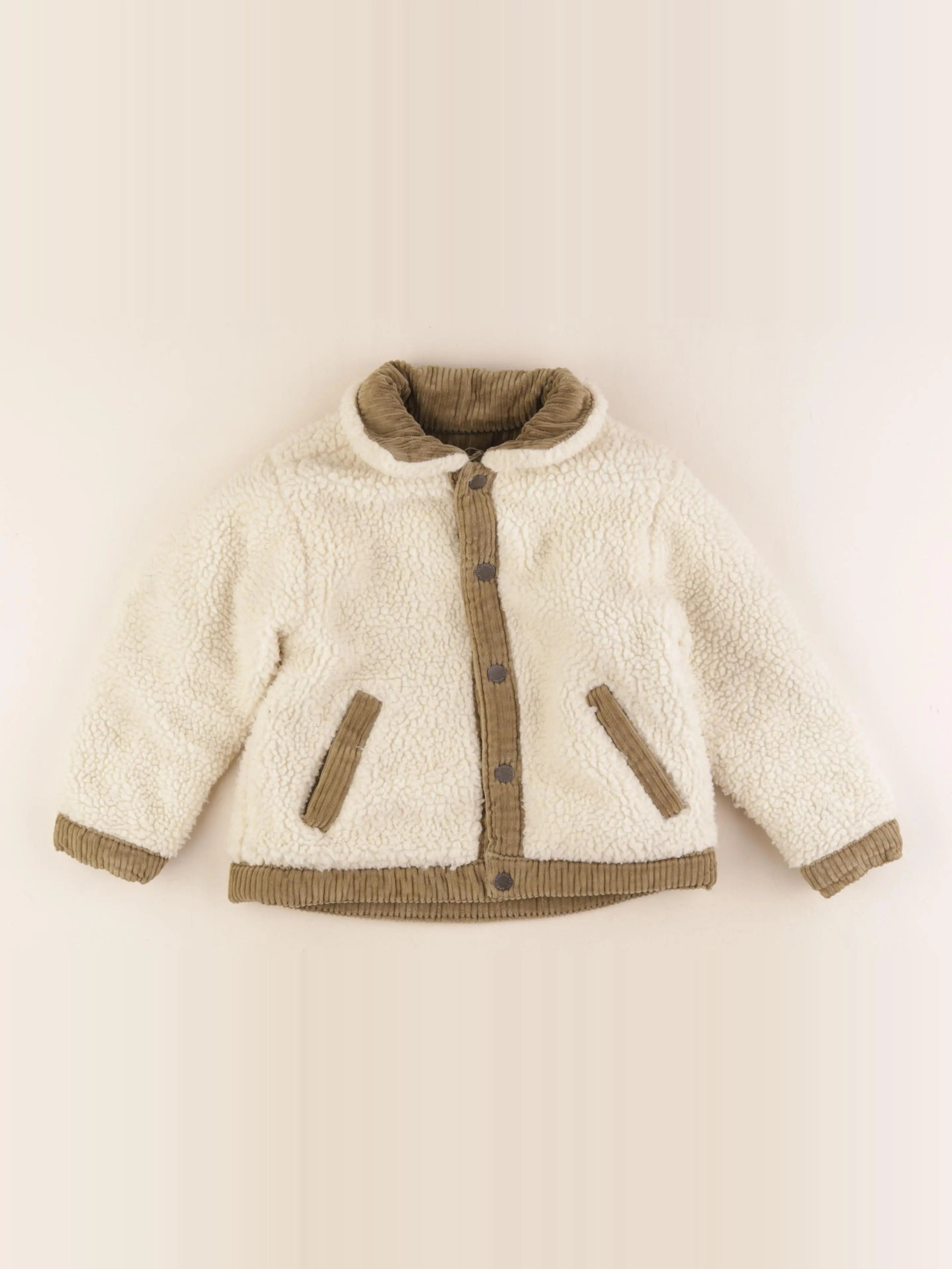 Zara - veste réversible vert, beige - 2/3 ans