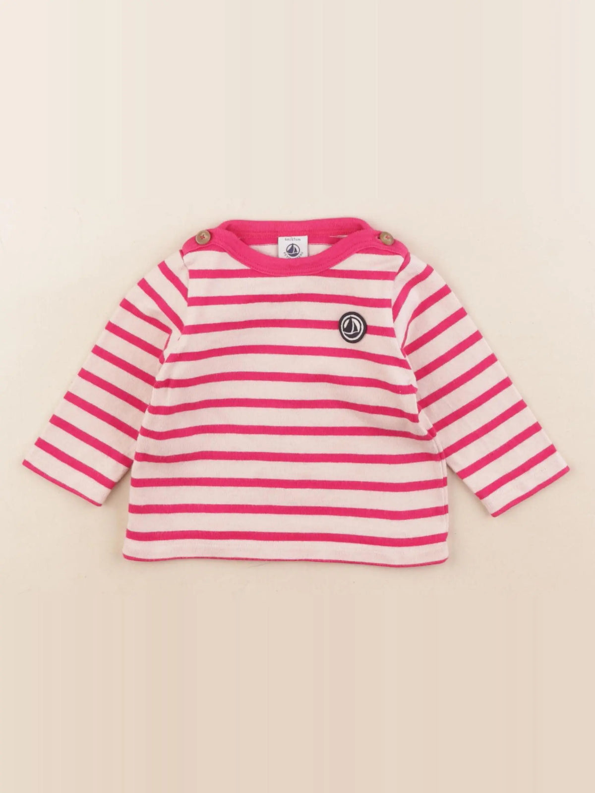 Petit Bateau - tee-shirt rose - 6 mois