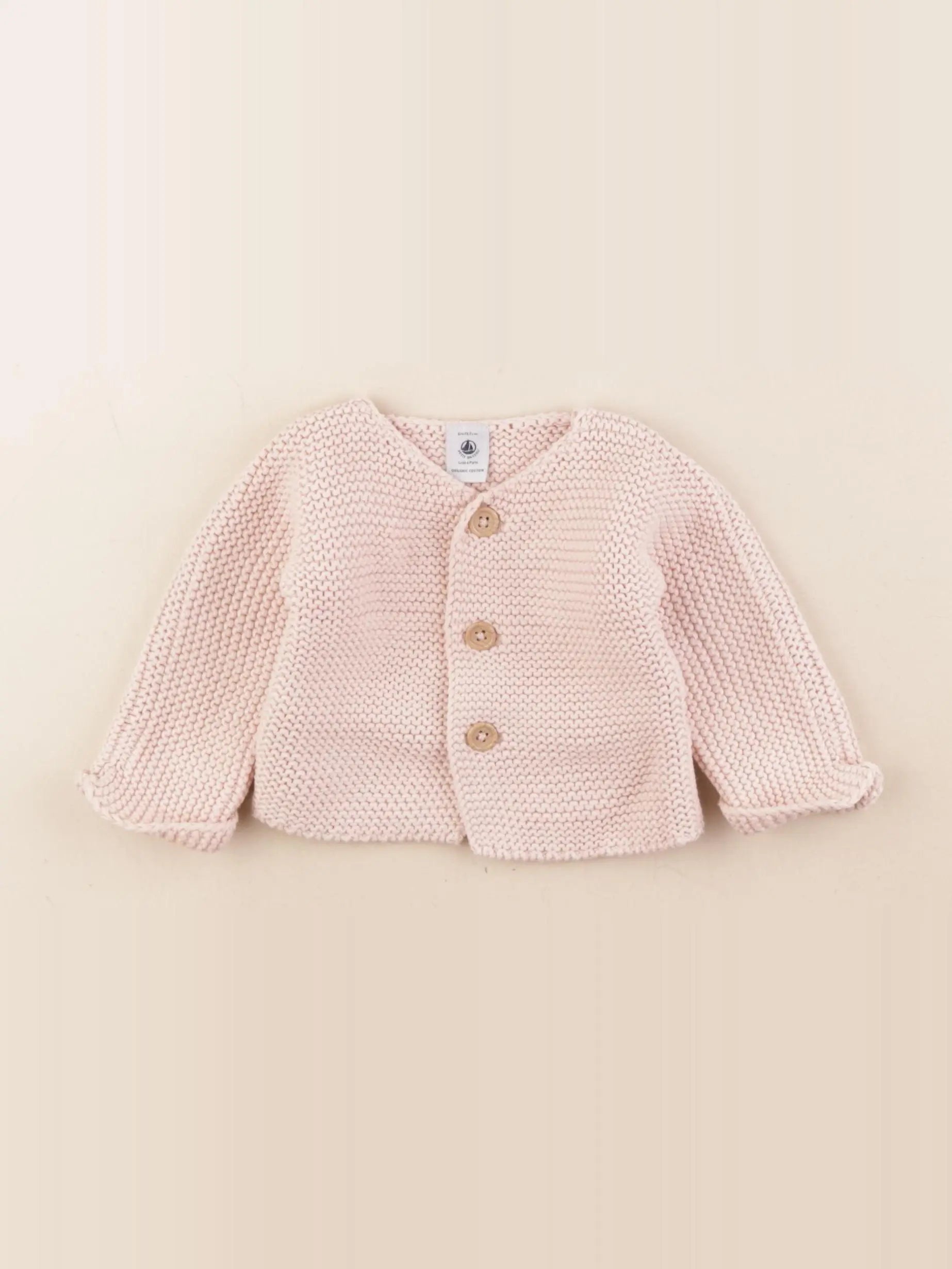 Petit Bateau - gilet rose - 6 mois