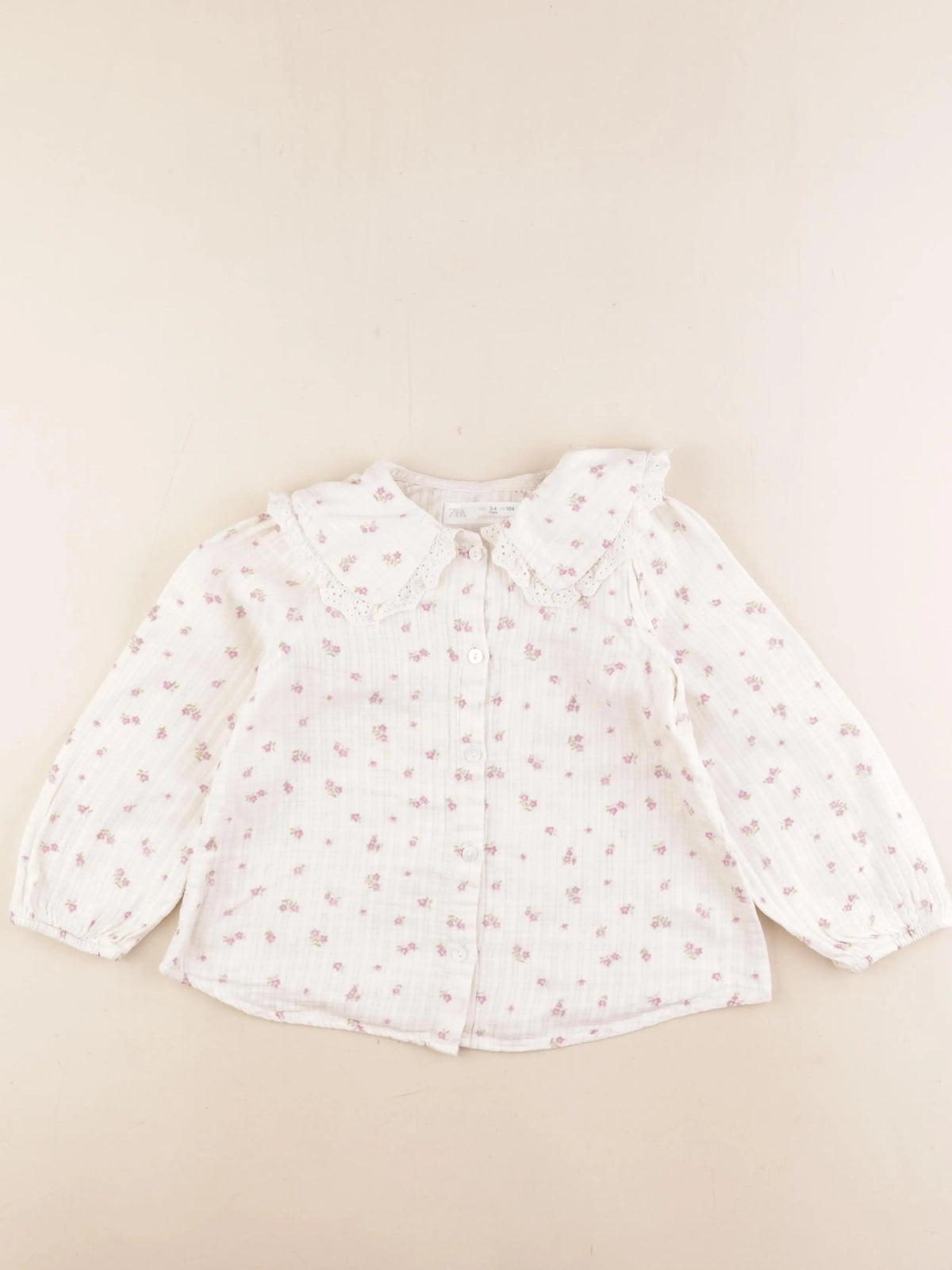 Zara - blouse beige, rose - 3/4 ans