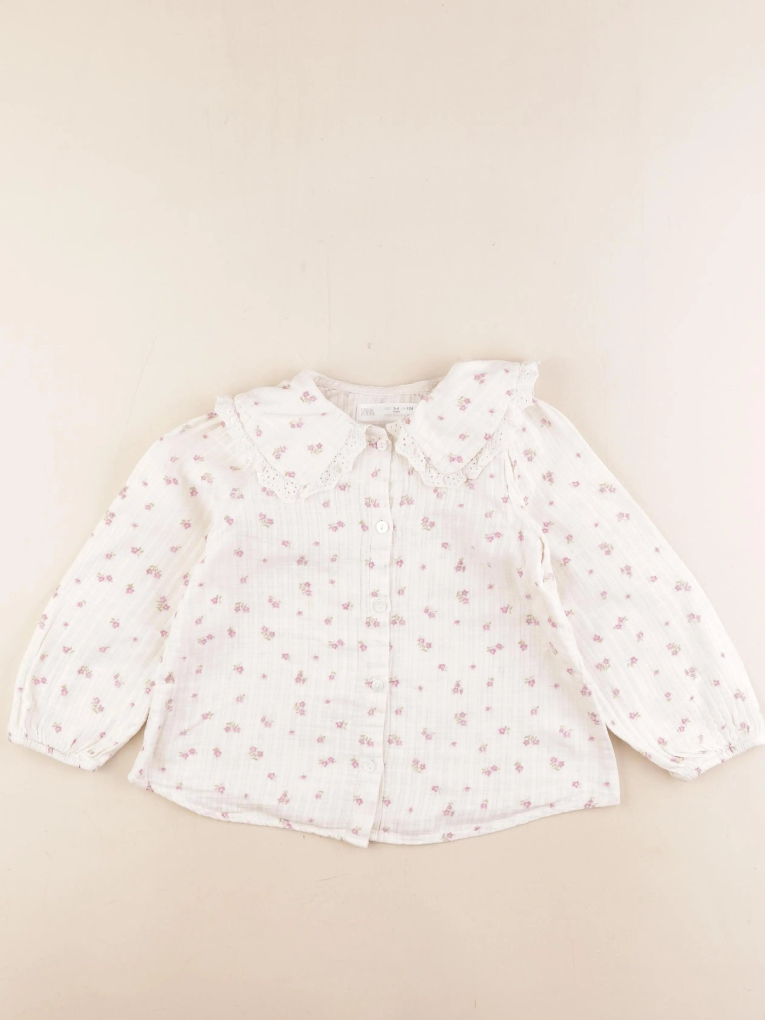 Zara - blouse beige, rose - 3/4 ans