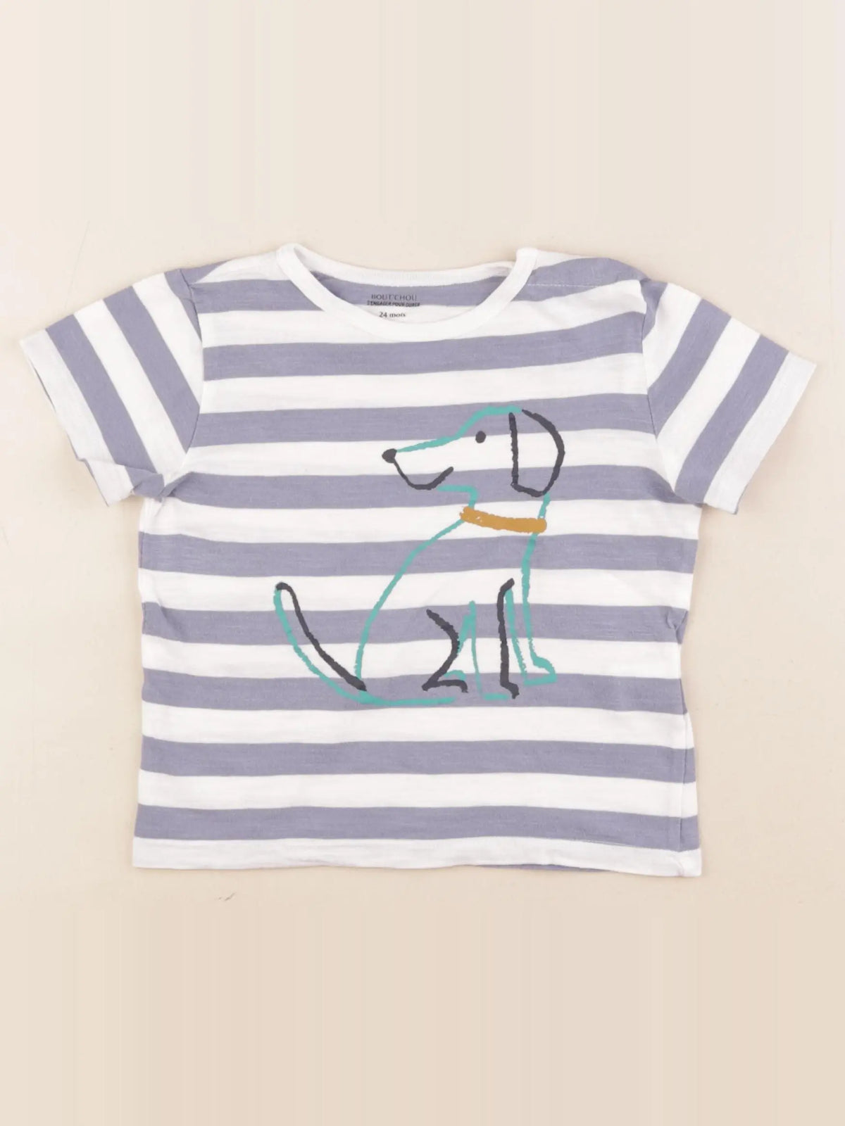 Boutchou - tee-shirt blanc, bleu - 2 ans
