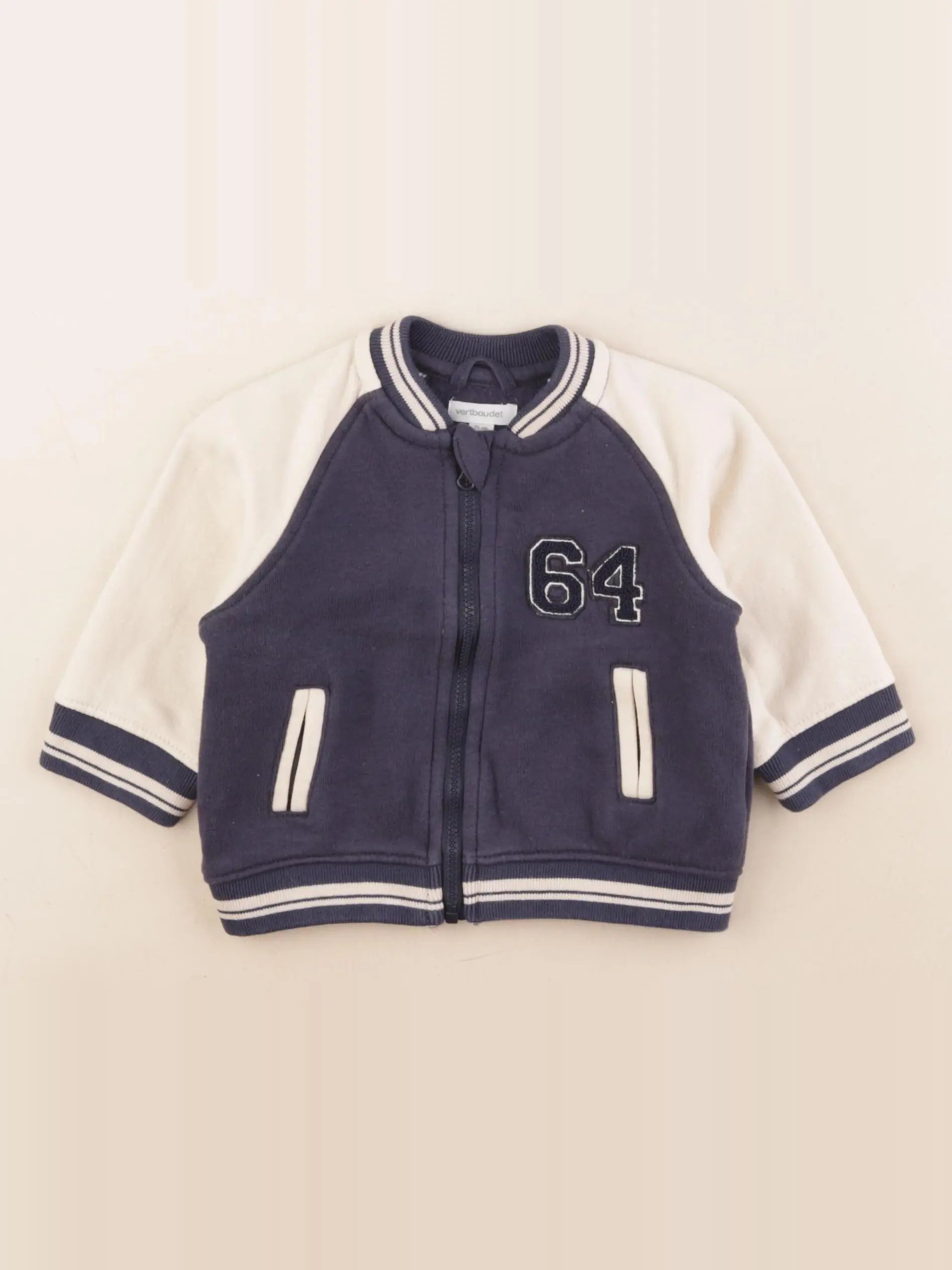 Vertbaudet - veste blanc, bleu - 9 mois