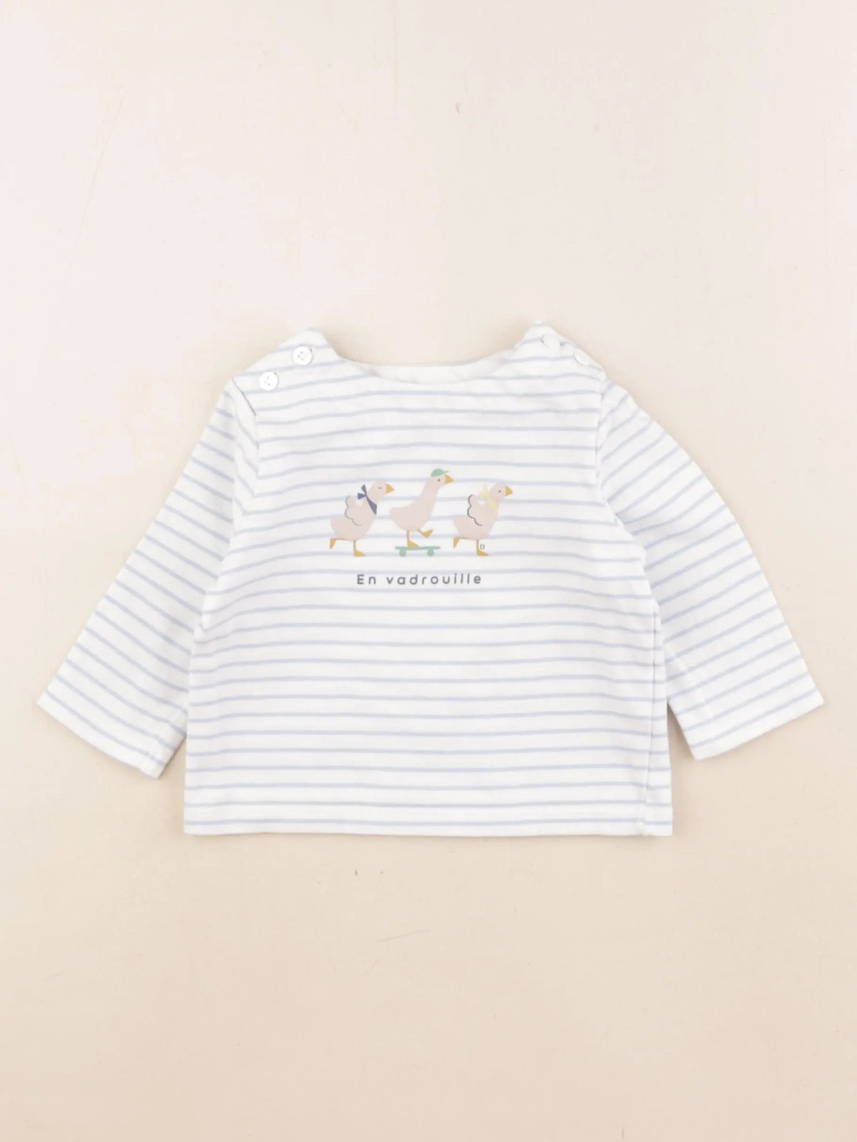 Cyrillus - tee-shirt blanc, bleu - 6 mois
