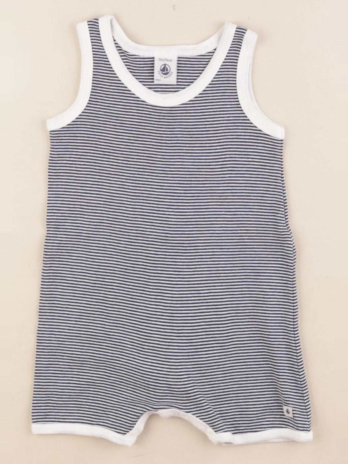 Petit Bateau - pyjama coton bleu, blanc - 12 mois