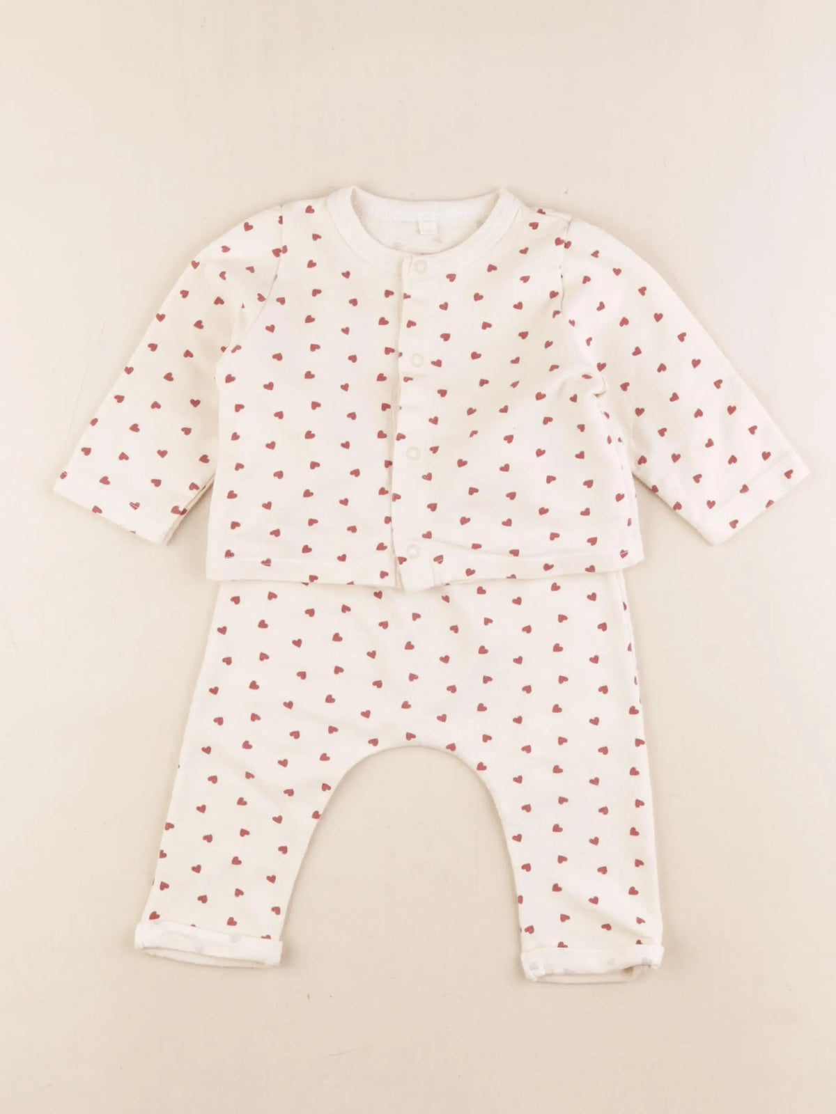 Petit Bateau - ensemble beige, rouge - 6 mois