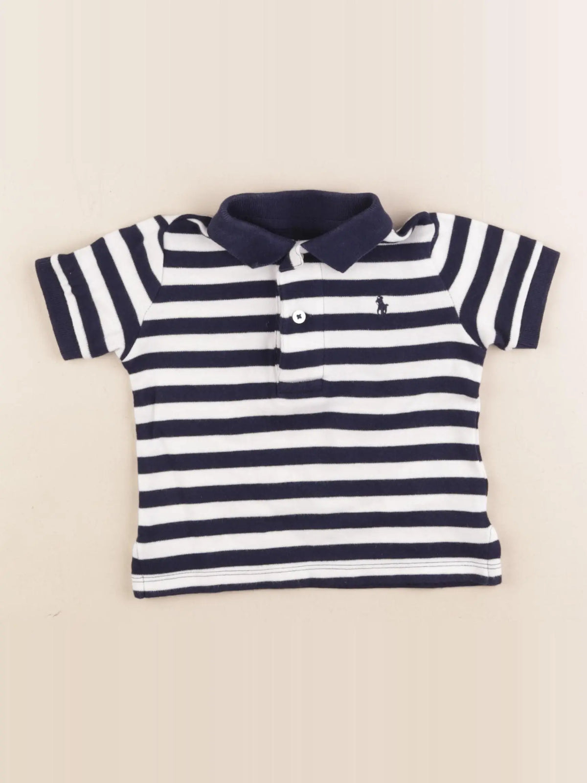 Ralph Lauren - polo blanc, bleu - 9 mois