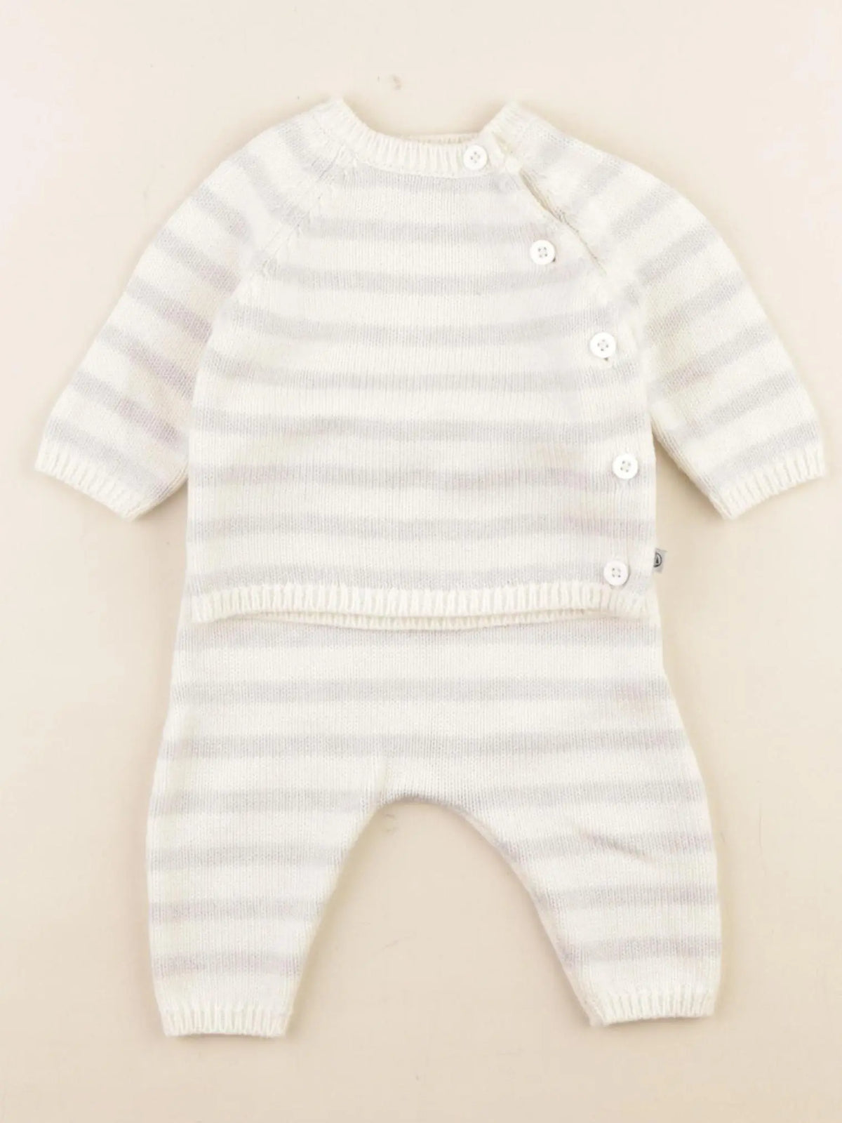 Petit Bateau - ensemble beige, bleu - 1 mois