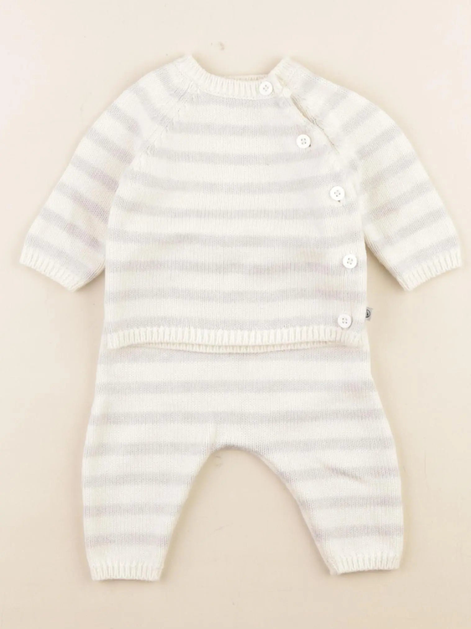 Petit Bateau - ensemble beige, bleu - 1 mois