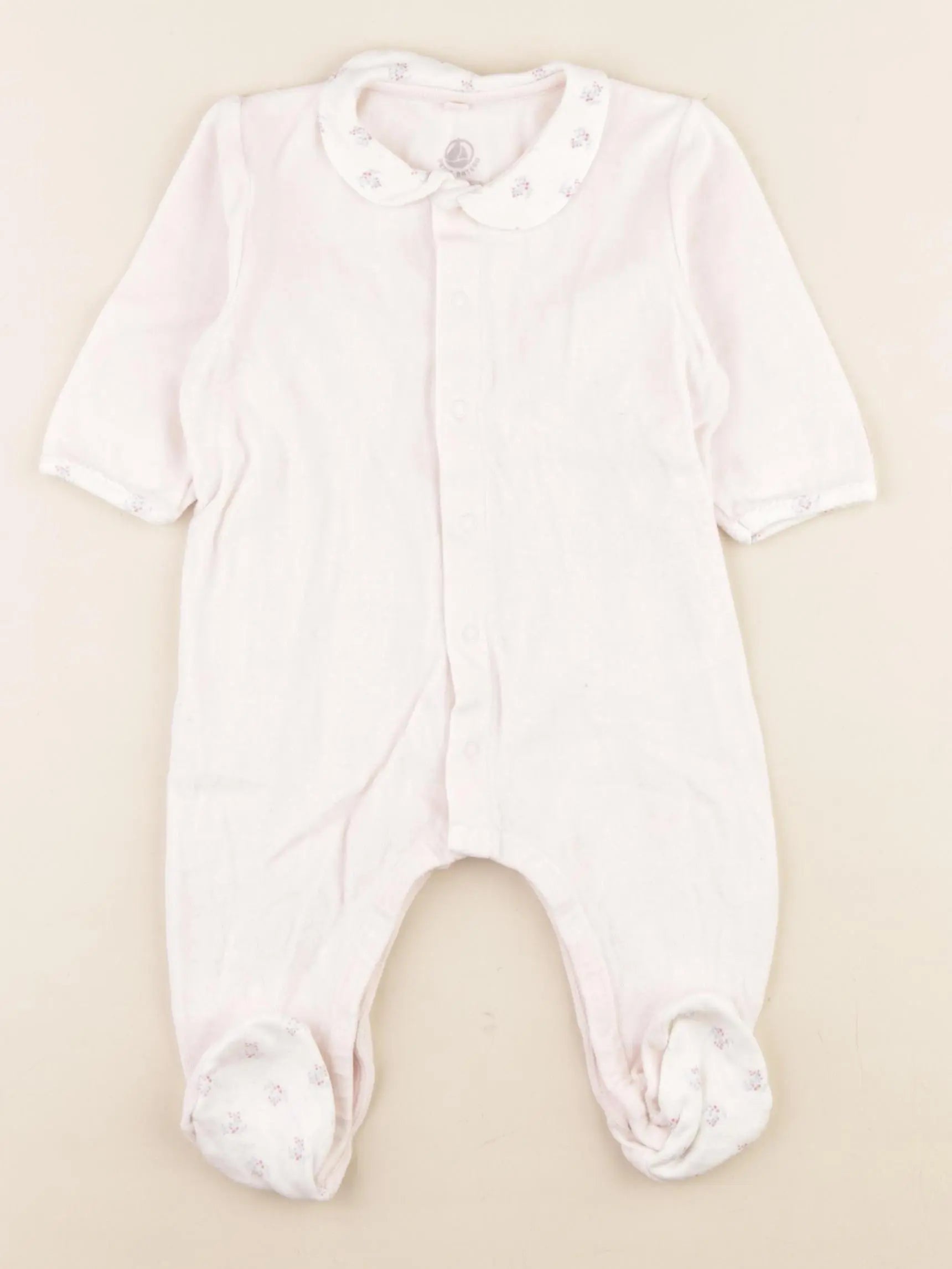 Petit Bateau - pyjama velours rose - 6 mois