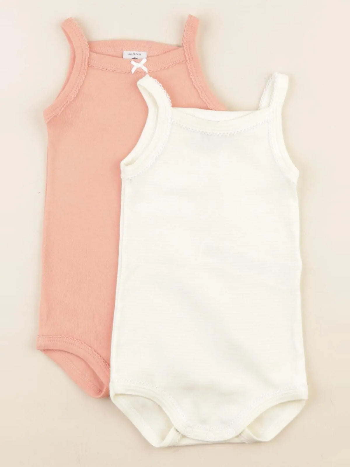 Petit Bateau - lot de 2 bodies en coton jaune, rose - 6 mois