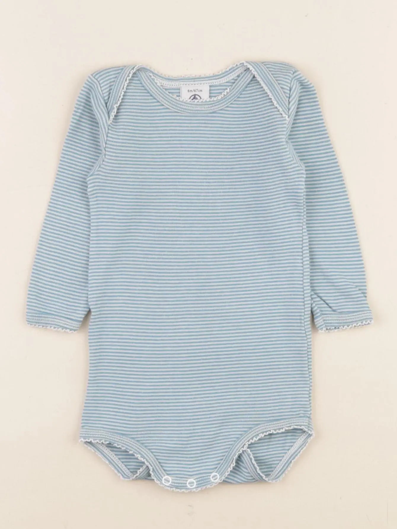 Petit Bateau - body bleu, blanc - 6 mois